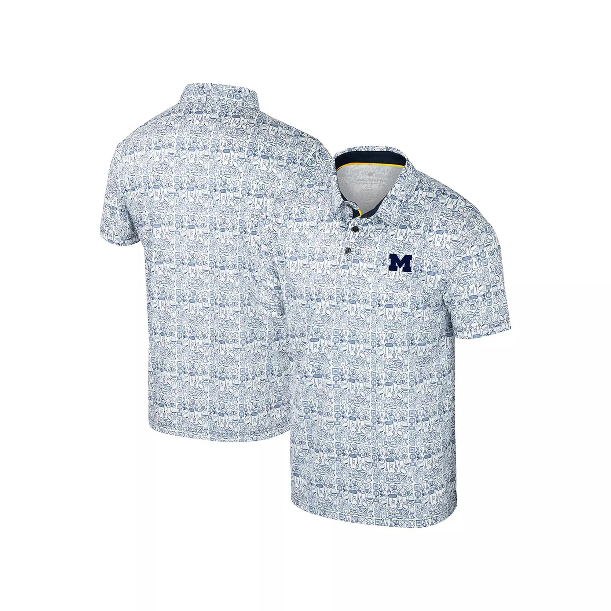 Men's Colosseum Navy/White Michigan Wolverines Big & Tall Allover Polo, Size: 2XLT, Blue Product Image