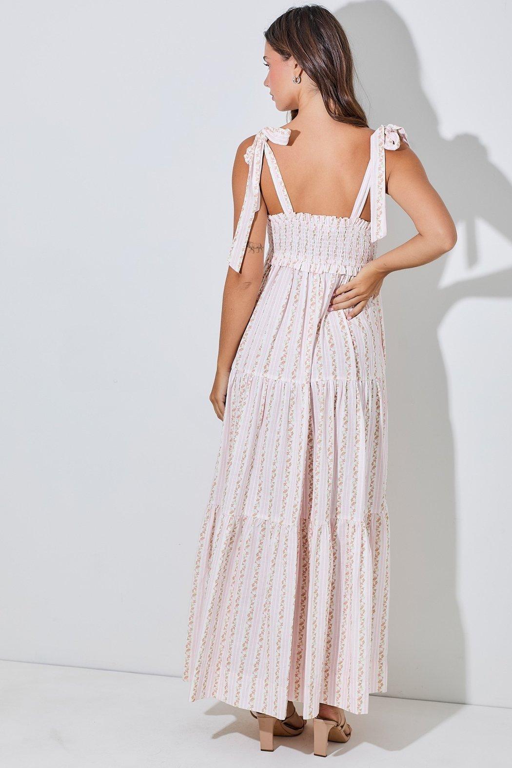 Print Mix Tie Strap Maxi Dress Product Image