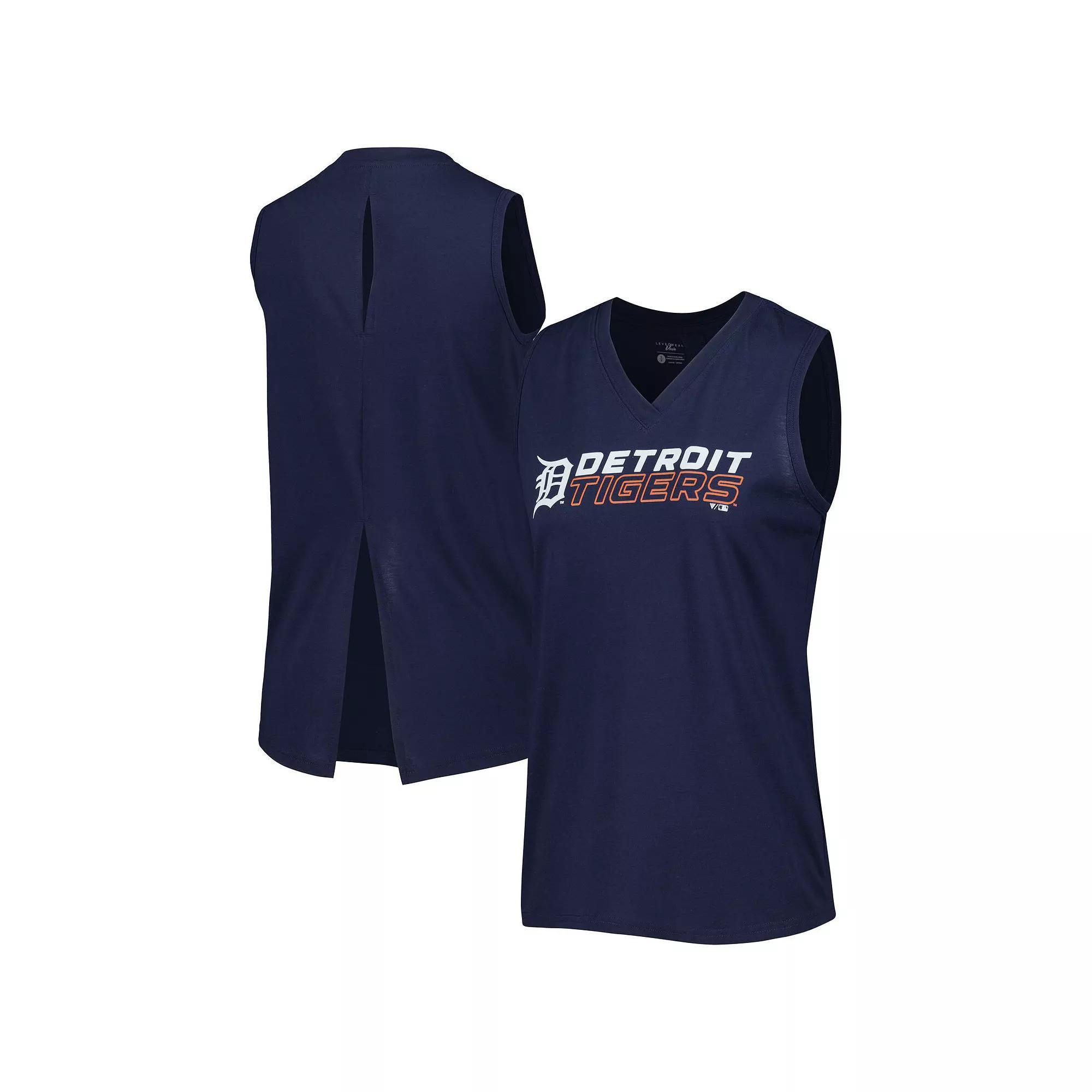 Women's Levelwear  Navy Detroit Tigers Paisley Chase V-Neck Tank Top, Size: Medium, Blue Product Image