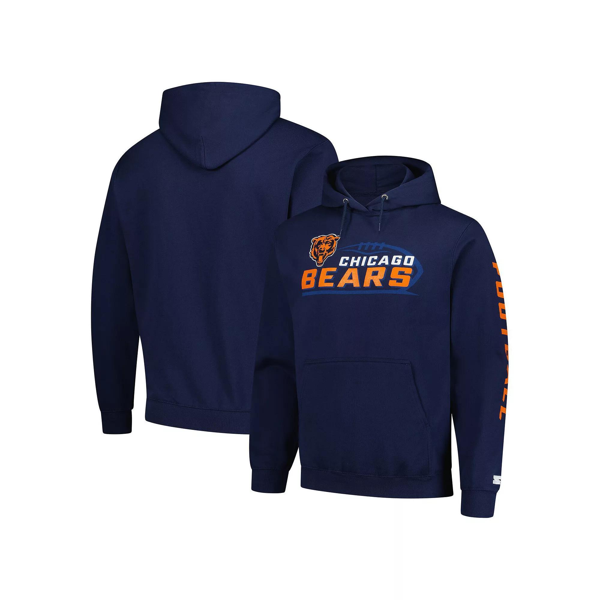 Mens Starter Chicago Bears Vintage Pullover Hoodie Blue Product Image