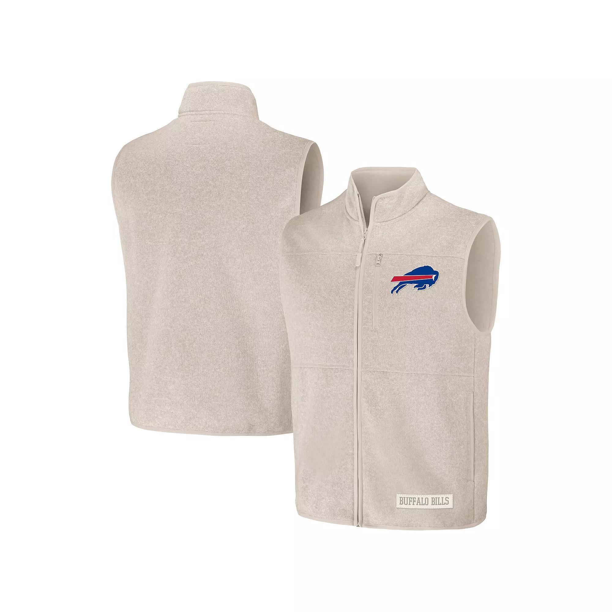 Men's NFL x Darius Rucker Collection by Fanatics  Oatmeal Buffalo Bills Full-Zip Sweater Vest, Size: 3XL, Team Product Image