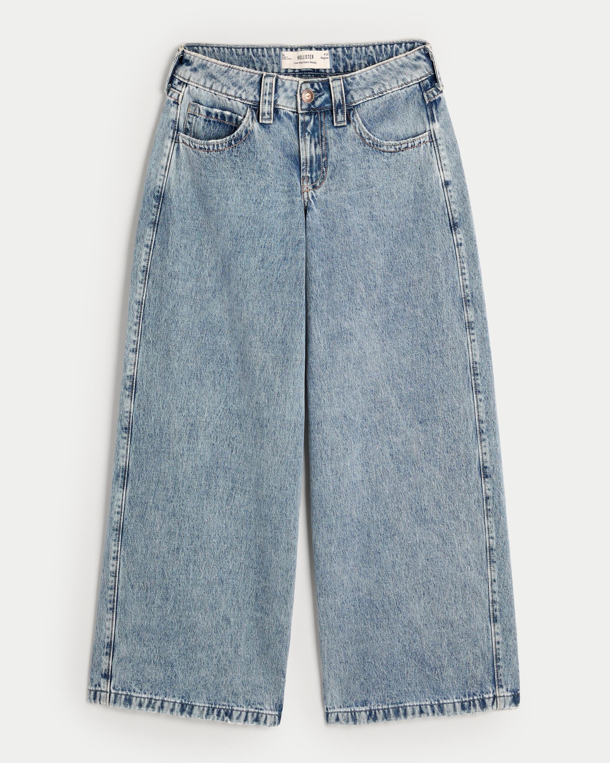 Low-Rise Medium Wash Super Baggy Jeans Product Image