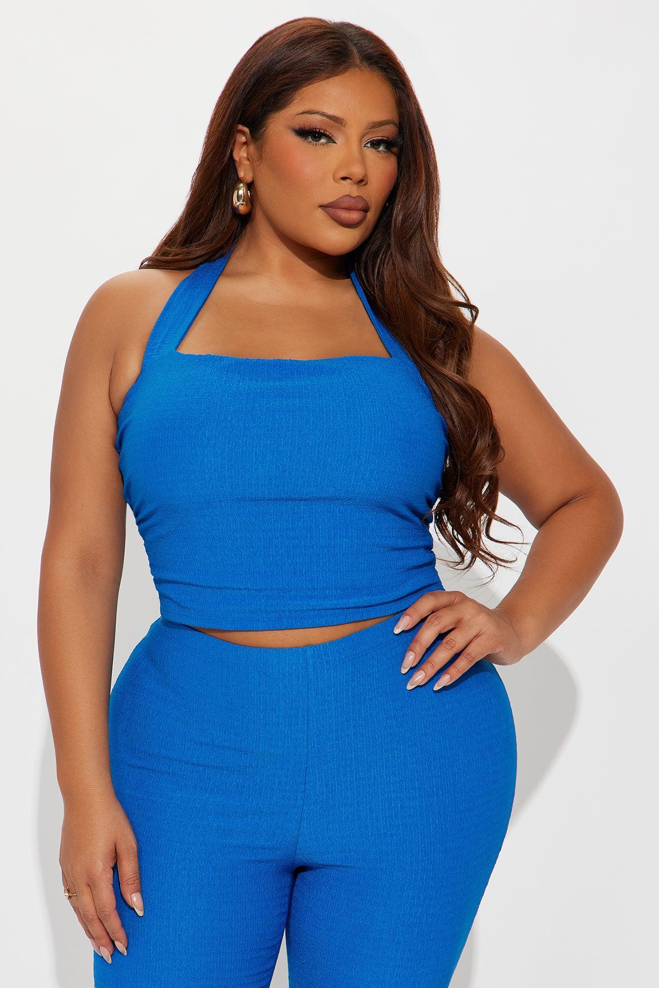 Delilah Textured Halter Capri Pant Set - Royal Female Product Image