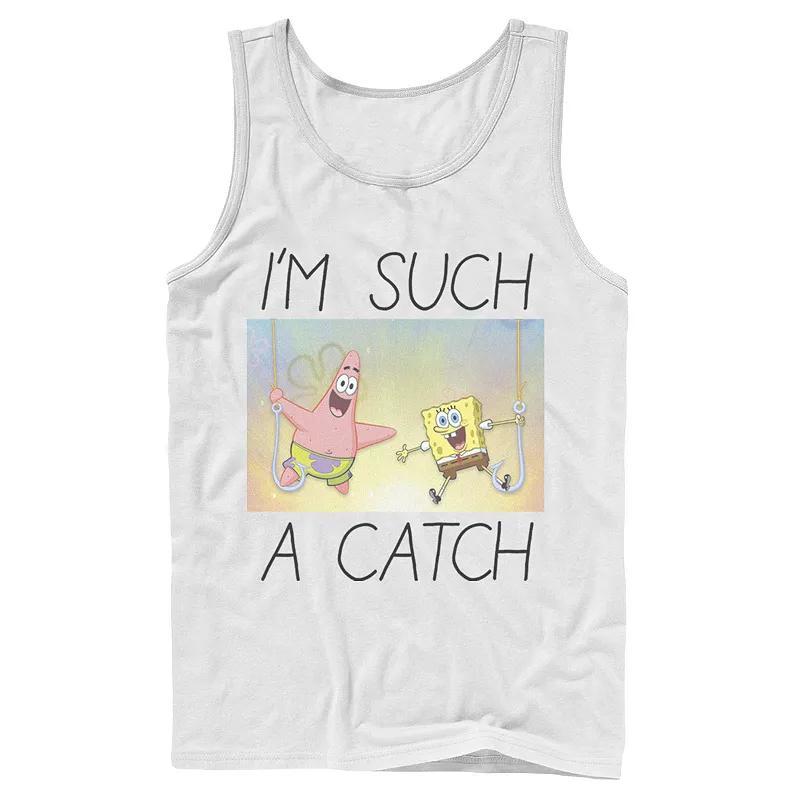 Men's Nickelodeon SpongeBob SquarePants Such A Catch Fish Hook Graphic Tank Top, Size: Small, Grey Product Image