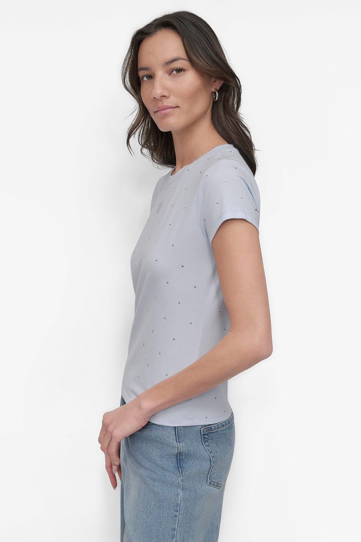 CRYSTAL EMBELLISHED LOGO TEE Product Image