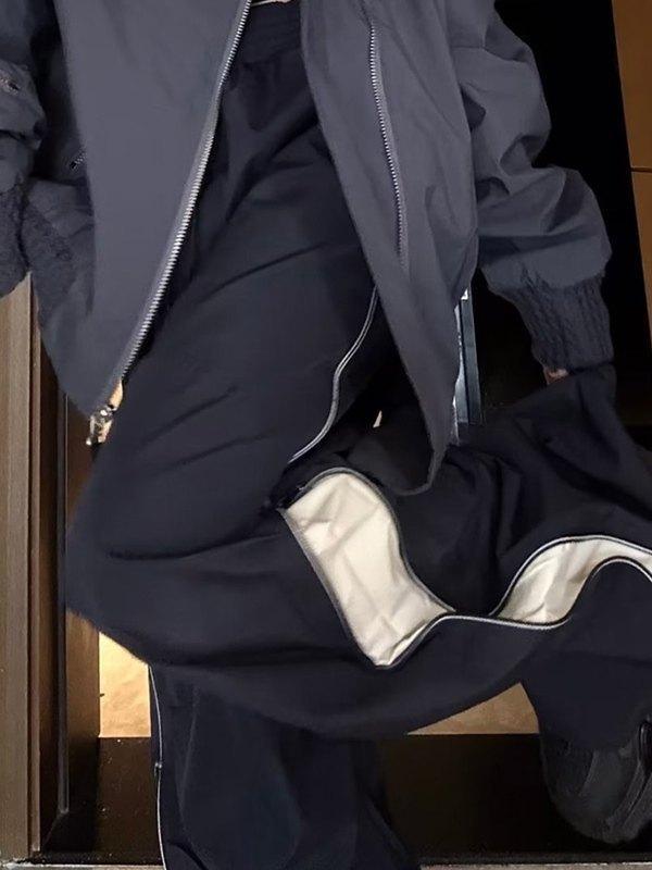 Vintage Side Zipper Parachute Wide Leg Pants Product Image