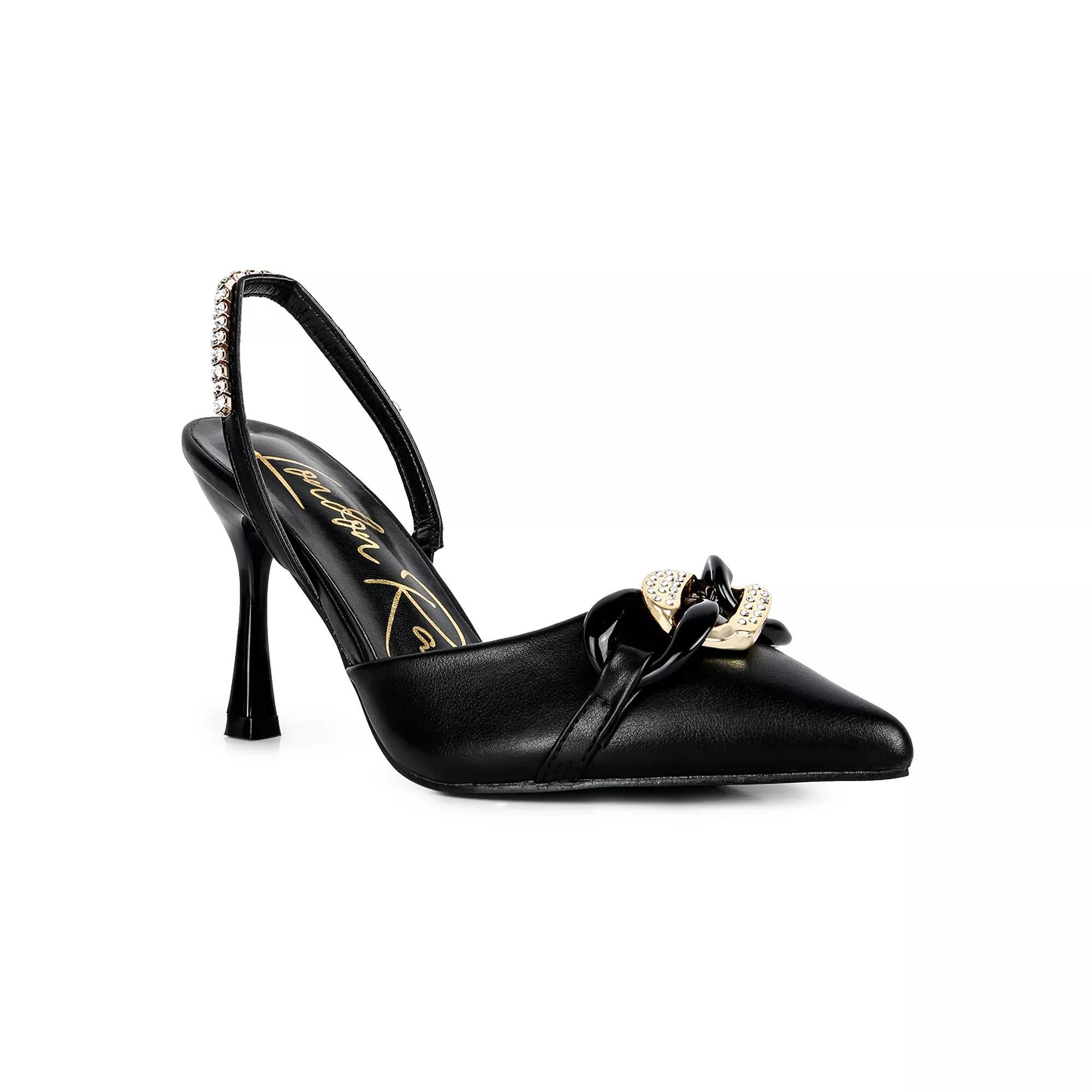 London Rag Pull Me Women's Embellished Slingback Dress Shoes, Size: 8, Black Product Image