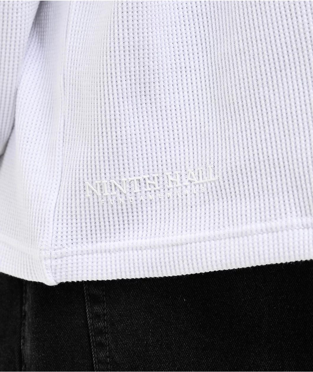 Ninth Hall Fundamentals White Boxy Thermal Long Sleeve T-Shirt Product Image