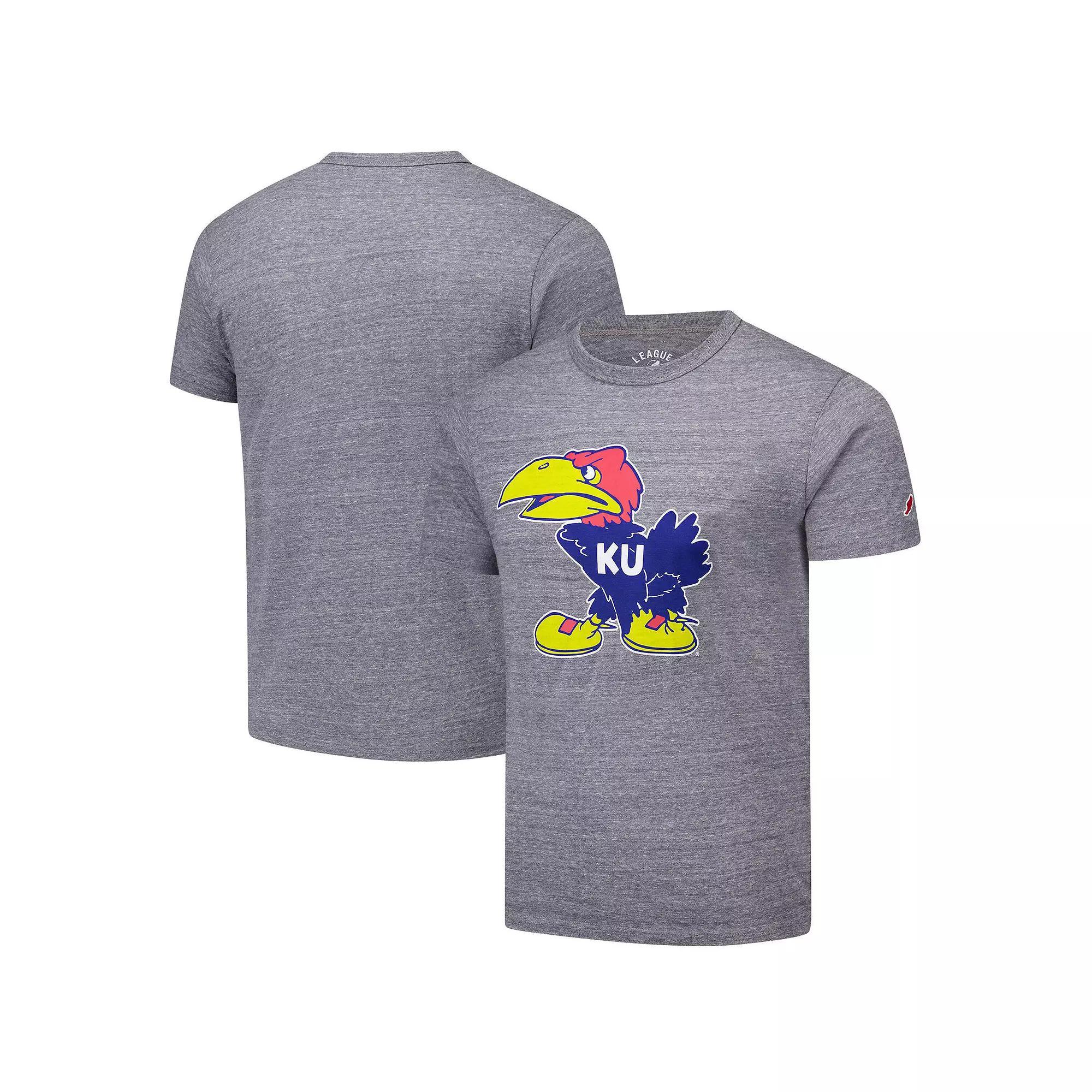 Men's League Collegiate Wear Heather Gray Kansas Jayhawks Victory Falls Tri-Blend T-Shirt, Size: Small, Grey Product Image