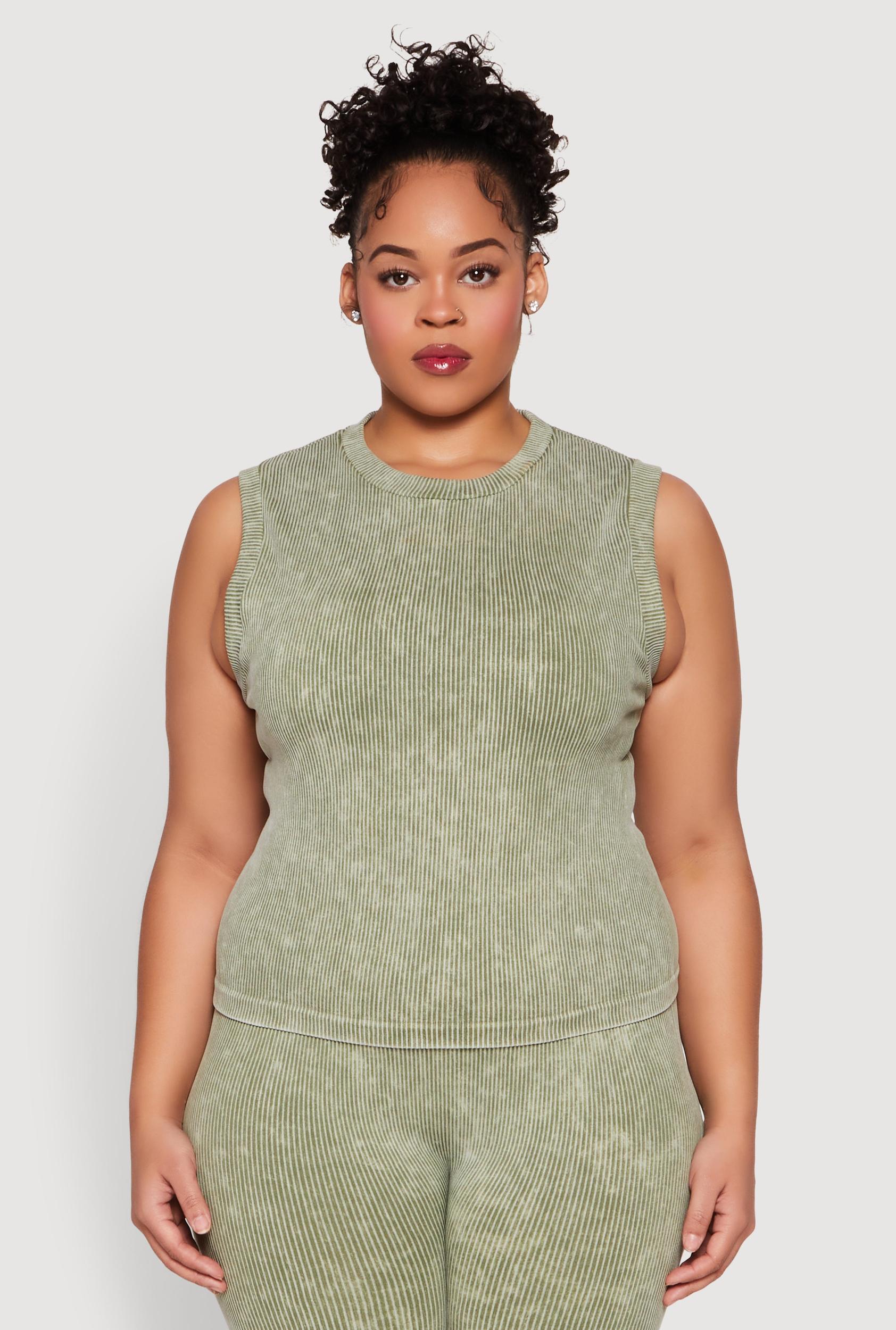 Womens Plus Size Mineral Wash Ribbed Knit Tank Top Product Image