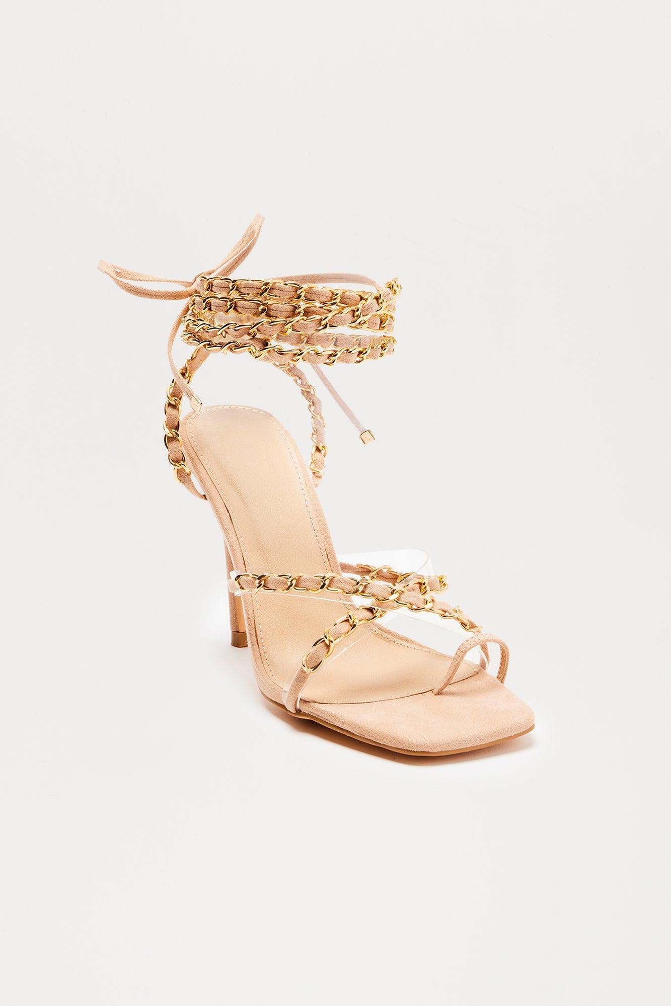 Hanson Chain Wrap Up Heels - Camel Product Image