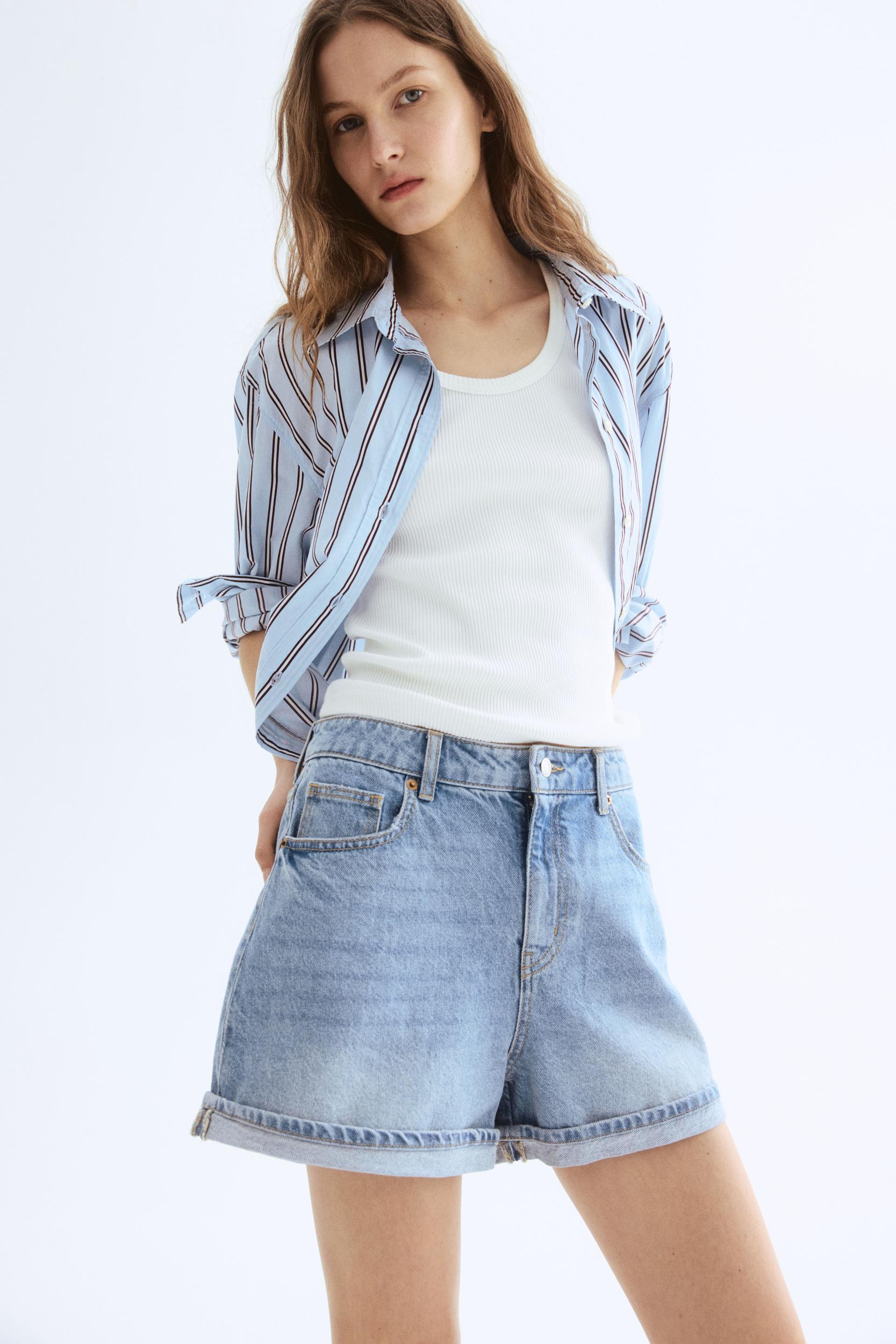 High Waist Denim Shorts Product Image