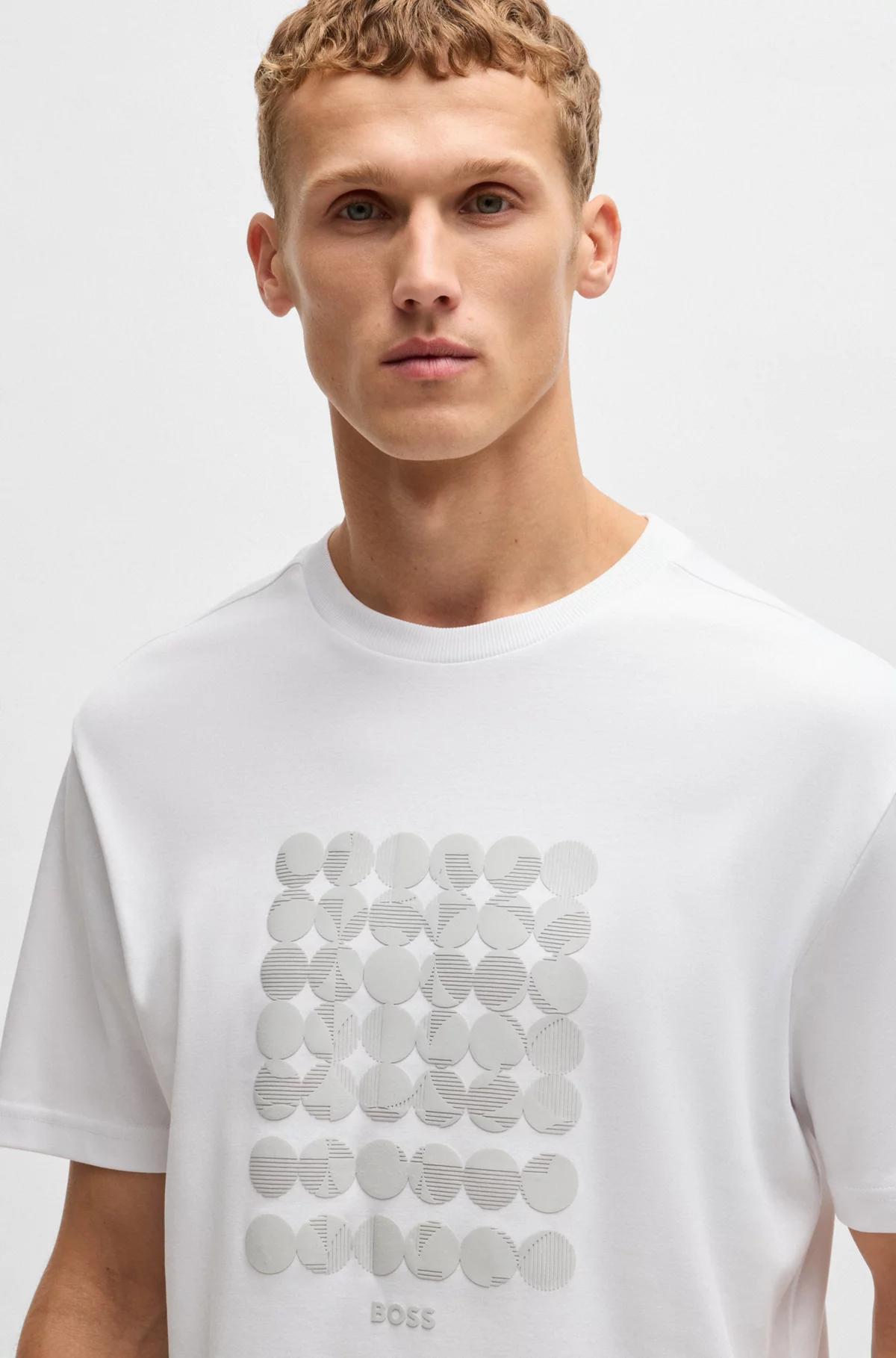 Boss Interlock-Cotton T-shirt with Circle Artwork Product Image