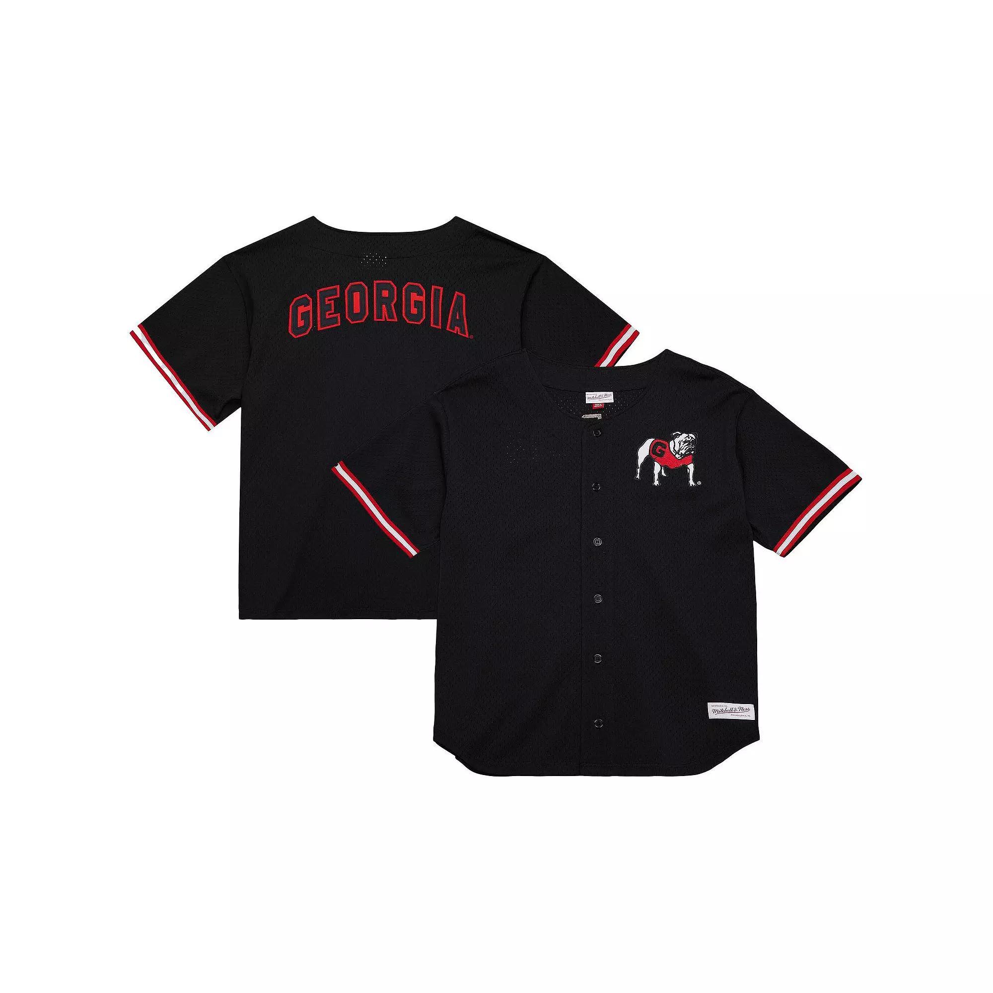 Men's Mitchell & Ness Black Georgia Bulldogs Game Time Vintage Mesh Button Front Top, Size: 2XL Product Image