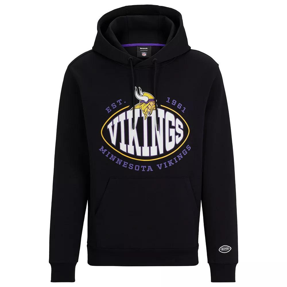 Men's BOSS X NFL  Black Minnesota Vikings Touchback Pullover Hoodie, Size: Medium Product Image