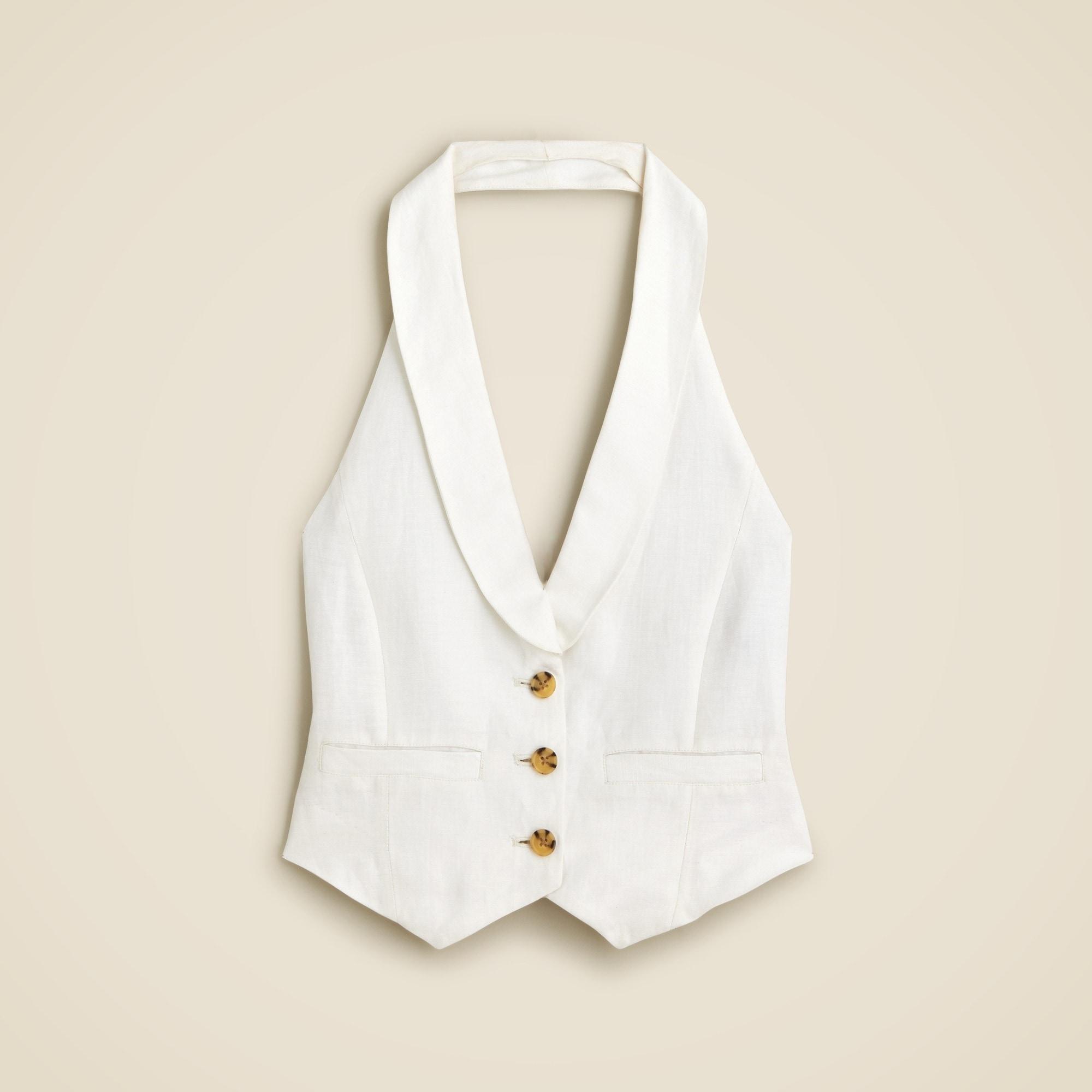 Open-back vest in linen-cupro blend Product Image