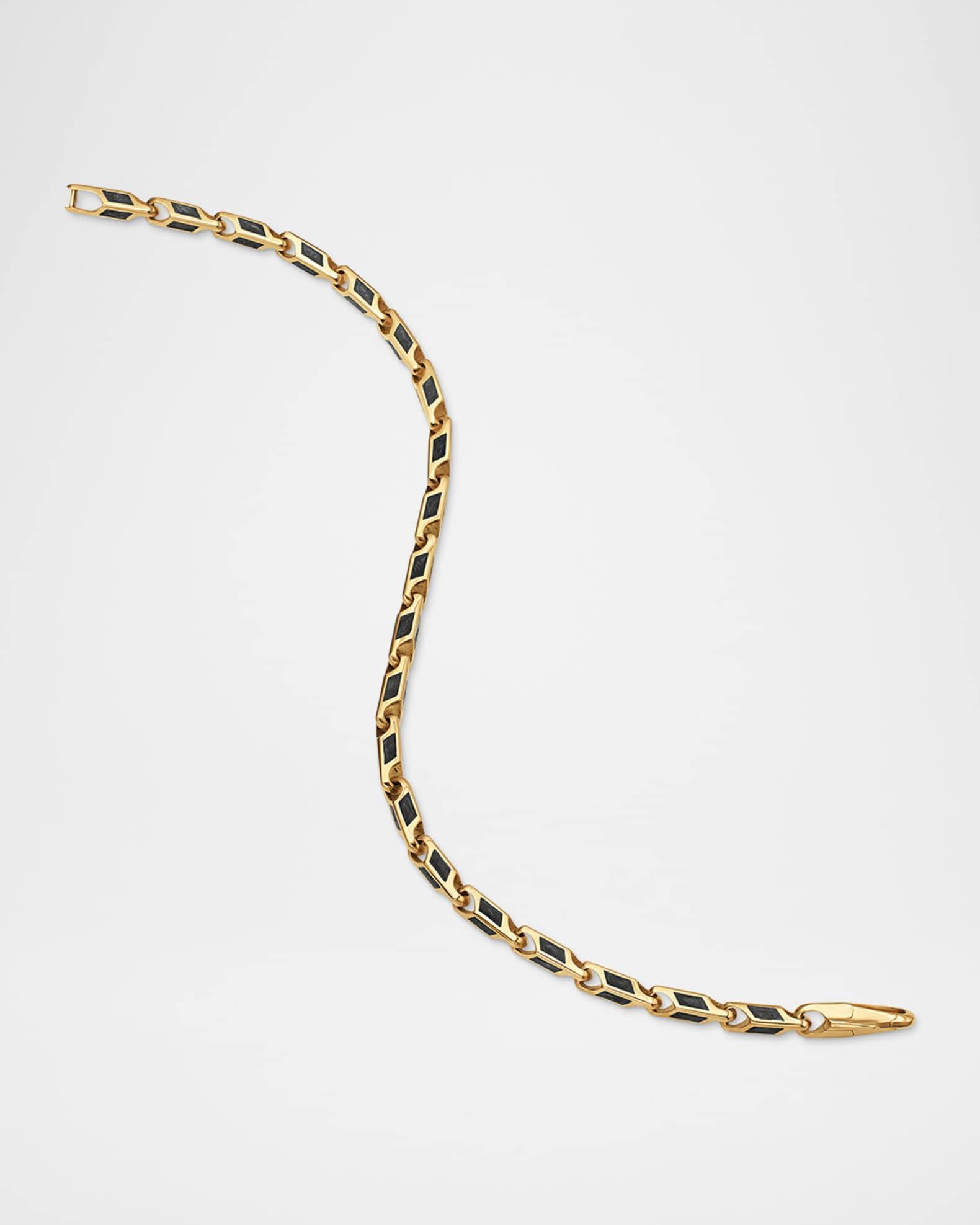 Men's Faceted Chain Bracelet in 18K Gold with Forged Carbon, 3mm Product Image