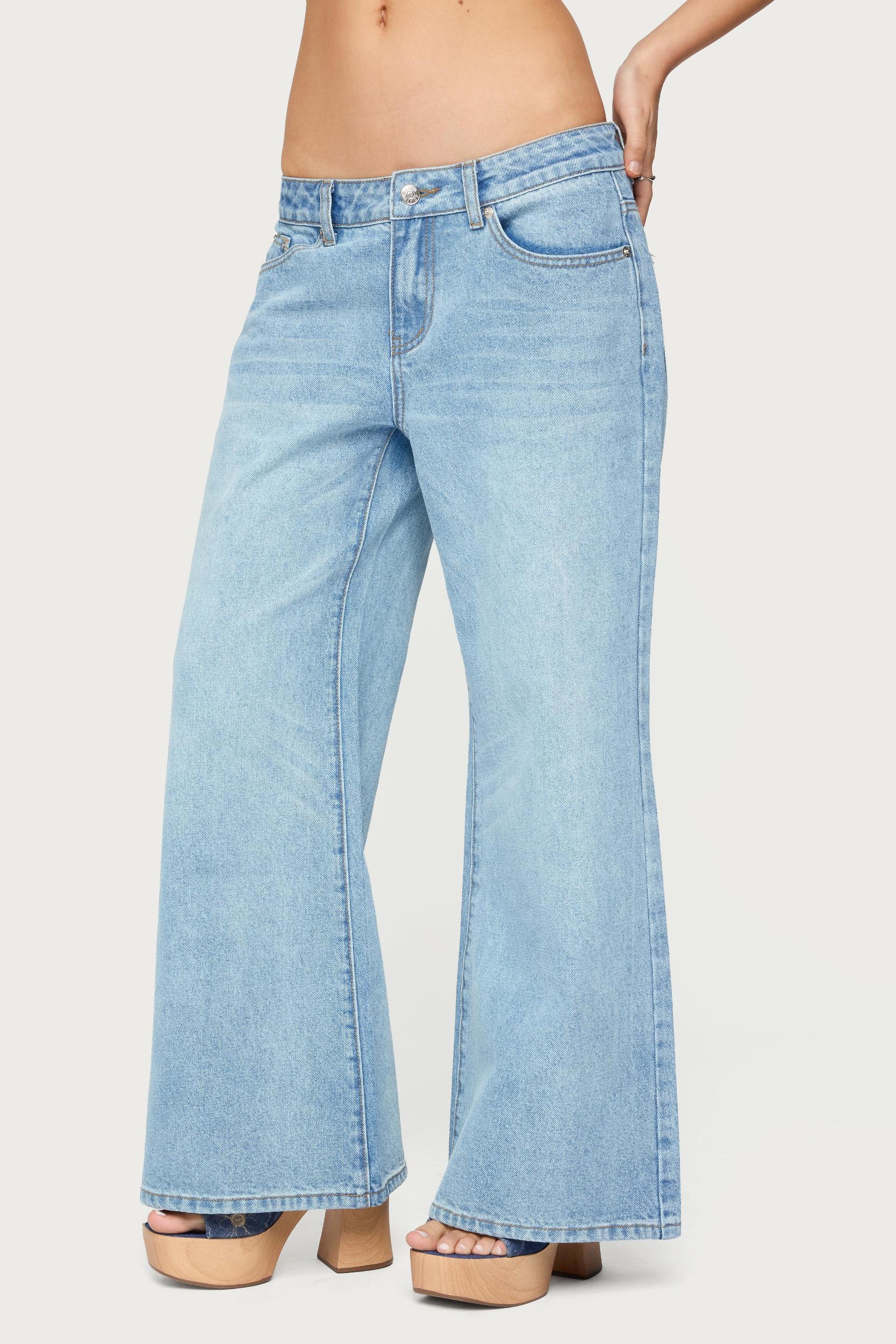 Petite Low Rise Wide Leg Jeans Product Image