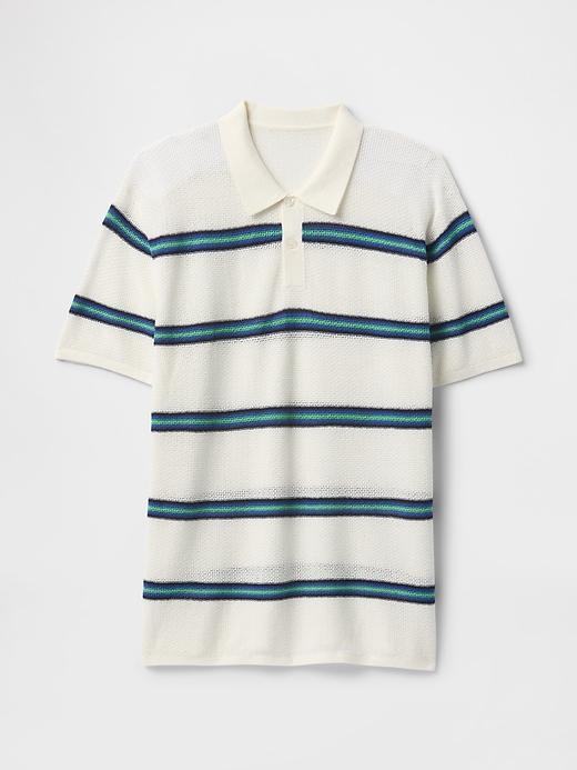 Textured Crochet Polo Shirt Product Image