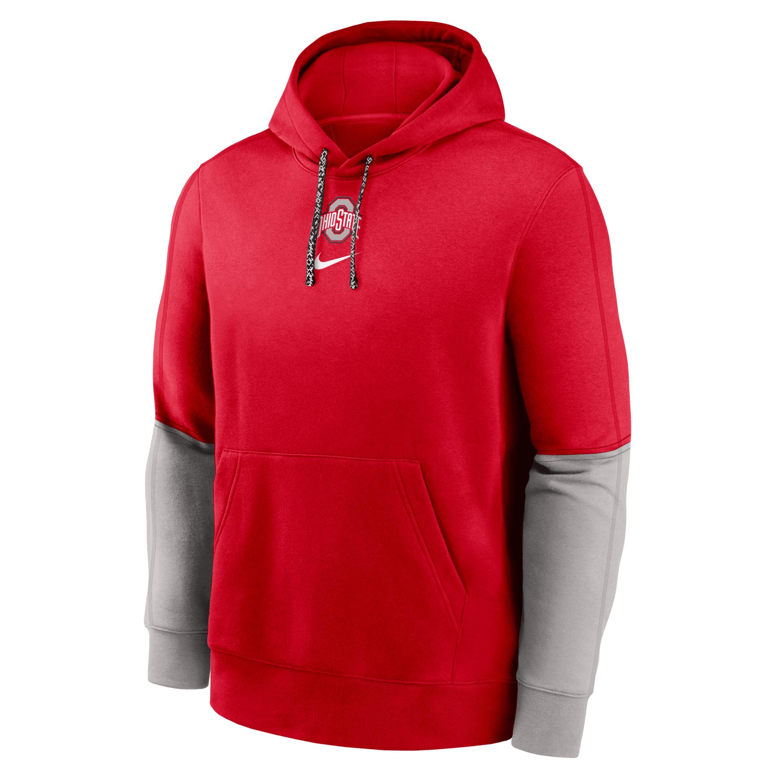 Men's Nike Scarlet/Gray Ohio State Buckeyes 2024 Sideline Club Pullover Hoodie, Size: Medium, Red Product Image