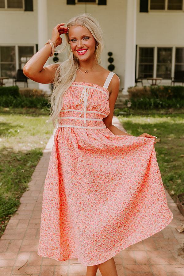 Garden Gorgeous Jacquard Midi in Peach Product Image