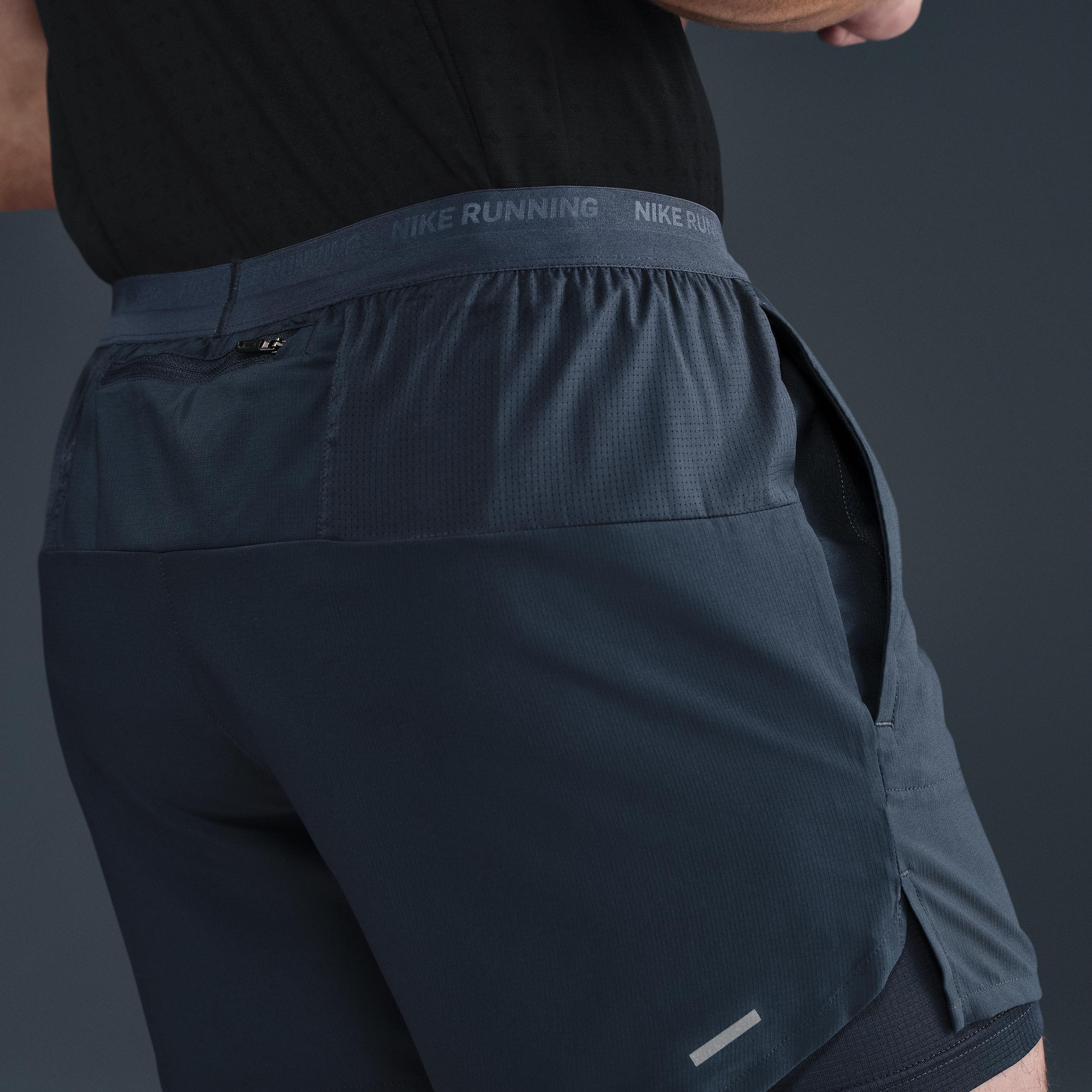 Nike Mens Dri-FIT Stride 2-in-1 5 Running Shorts in THUNBL/THUNBL/BLACK Product Image