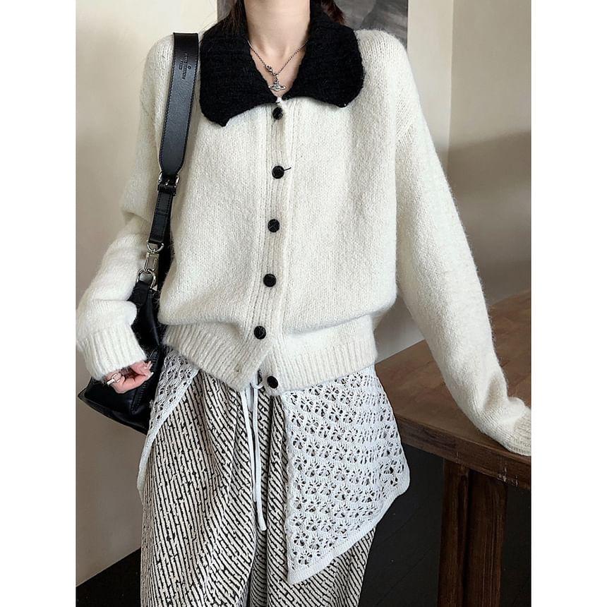 Contrast Collar Button-Up Carding / High Rise Printed Wide Leg Pants / Lace Wrap Skirt Product Image