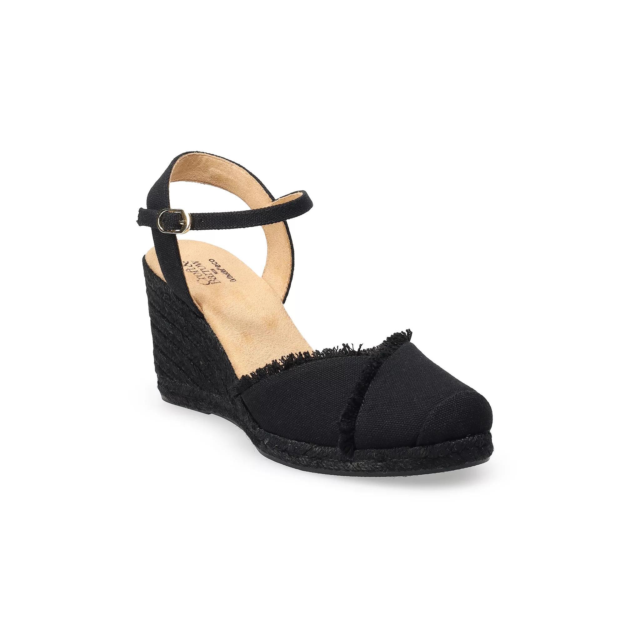 Croft & Barrow® Frayed Edge Women's Espadrille Wedges, Size: 11, Black Product Image