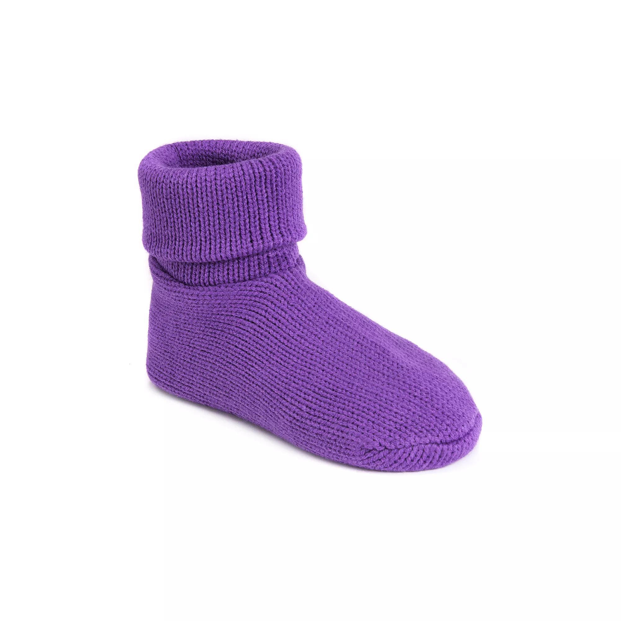 Womens Softones By Muk Luks Cuffed Slipper Socks, Purple Product Image