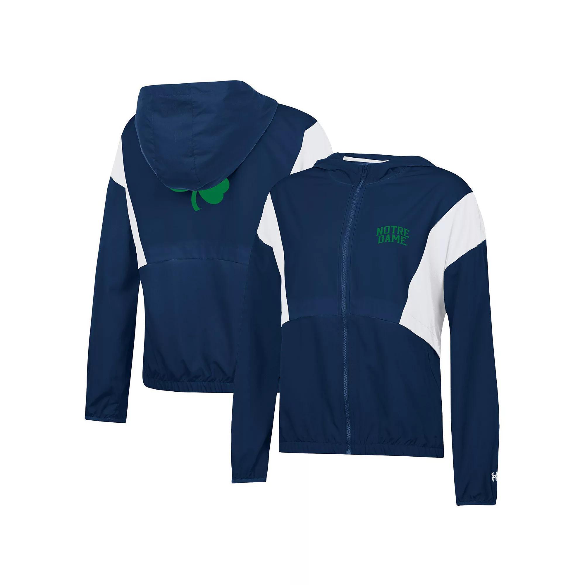 Women's Under Armour Navy/White Notre Dame Fighting Irish Game Day Full-Zip Jacket, Size: Medium, Blue Product Image