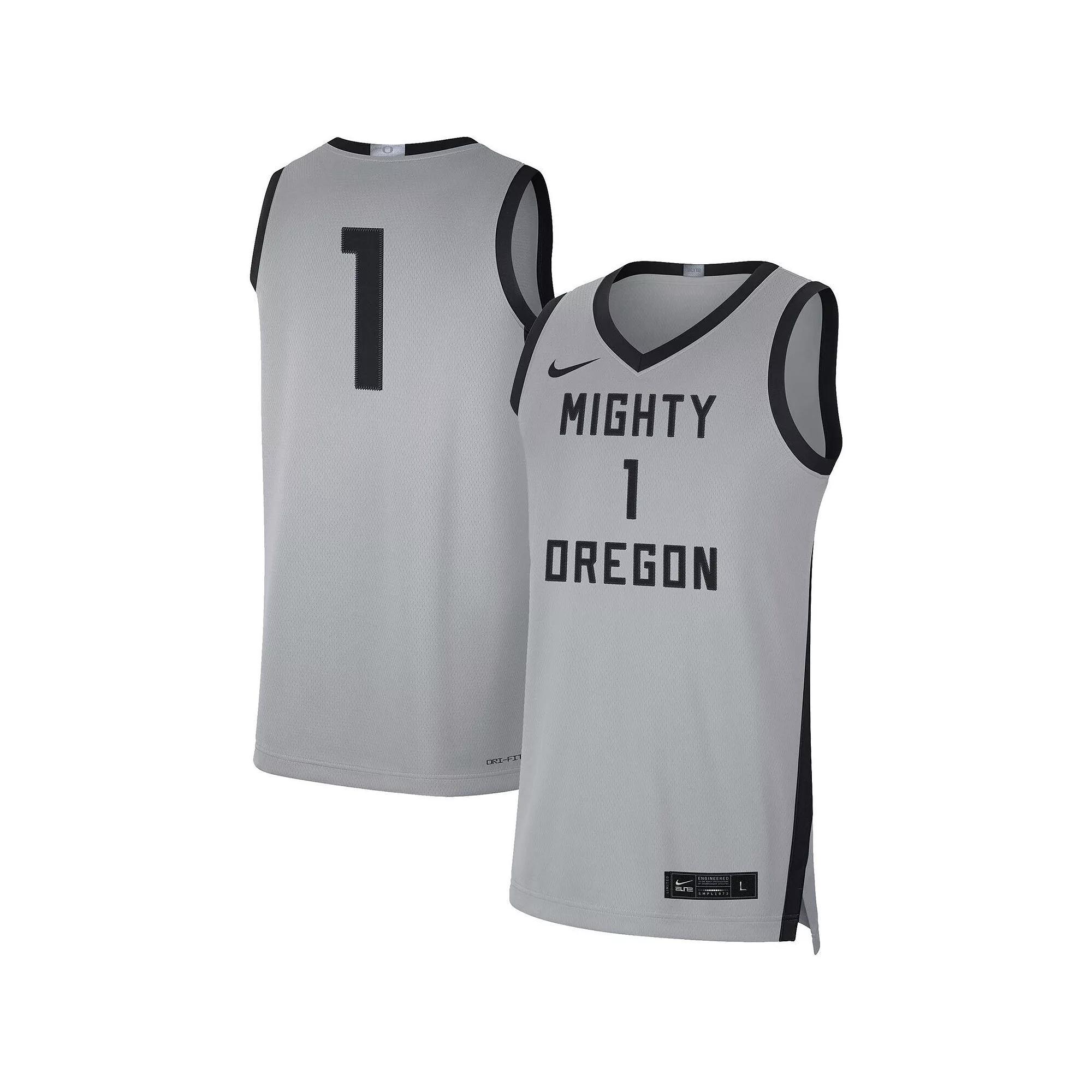 Men's Nike #1 Gray/Black Oregon Ducks Limited Basketball Jersey, Size: Large, Grey Product Image