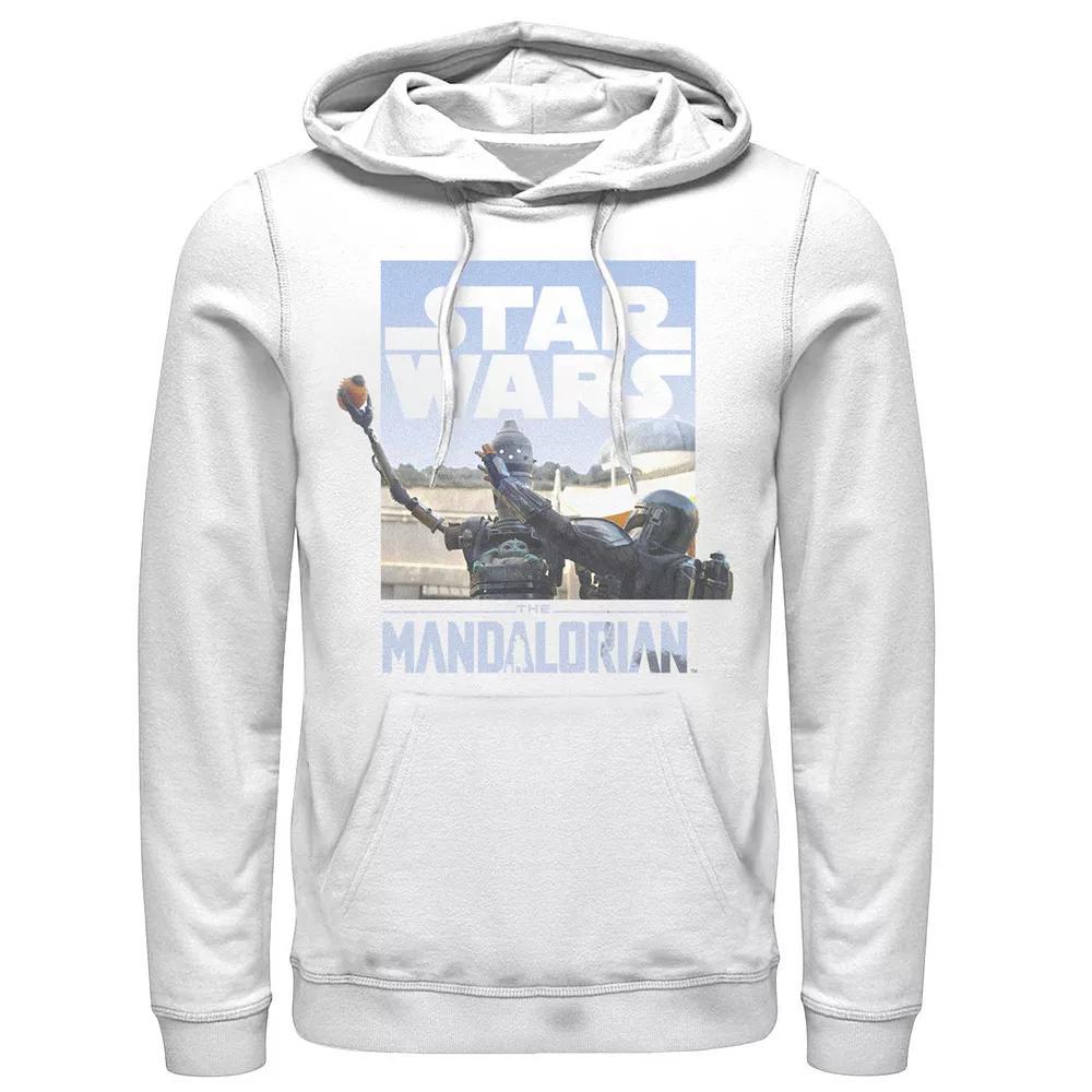 Men's Star Wars The Mandalorian Din Djarin IG-11 Scene Box Graphic Hoodie, Size: Large, White Product Image