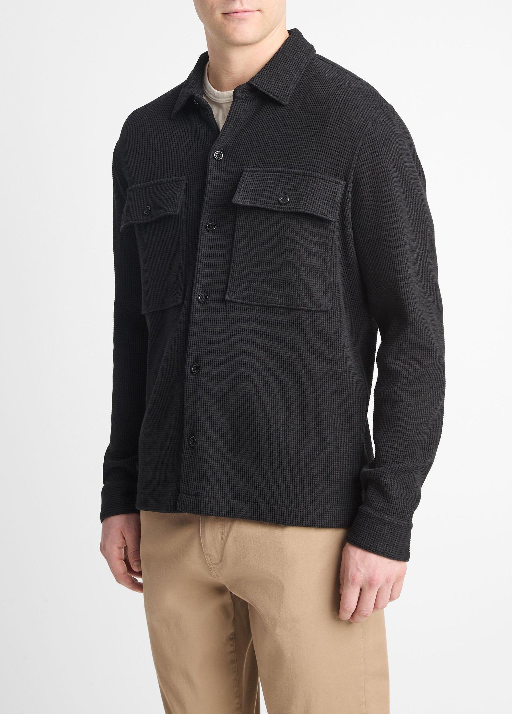 Mens Chunky Waffle Cotton-Blend Shirt Jacket, Coastal Blue, Size L Vince Product Image