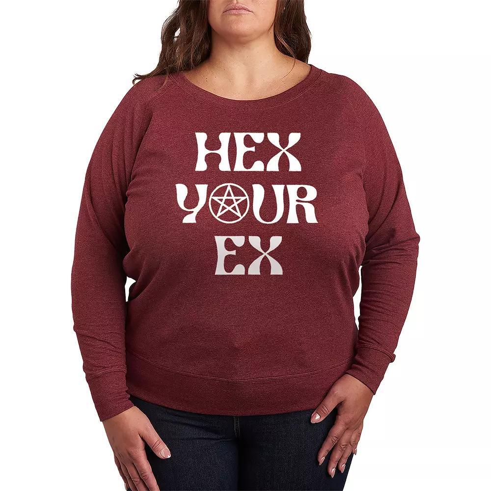 Plus Size Hex Your Ex French Terry Long Sleeve Tee, Womens Heather Grey Product Image