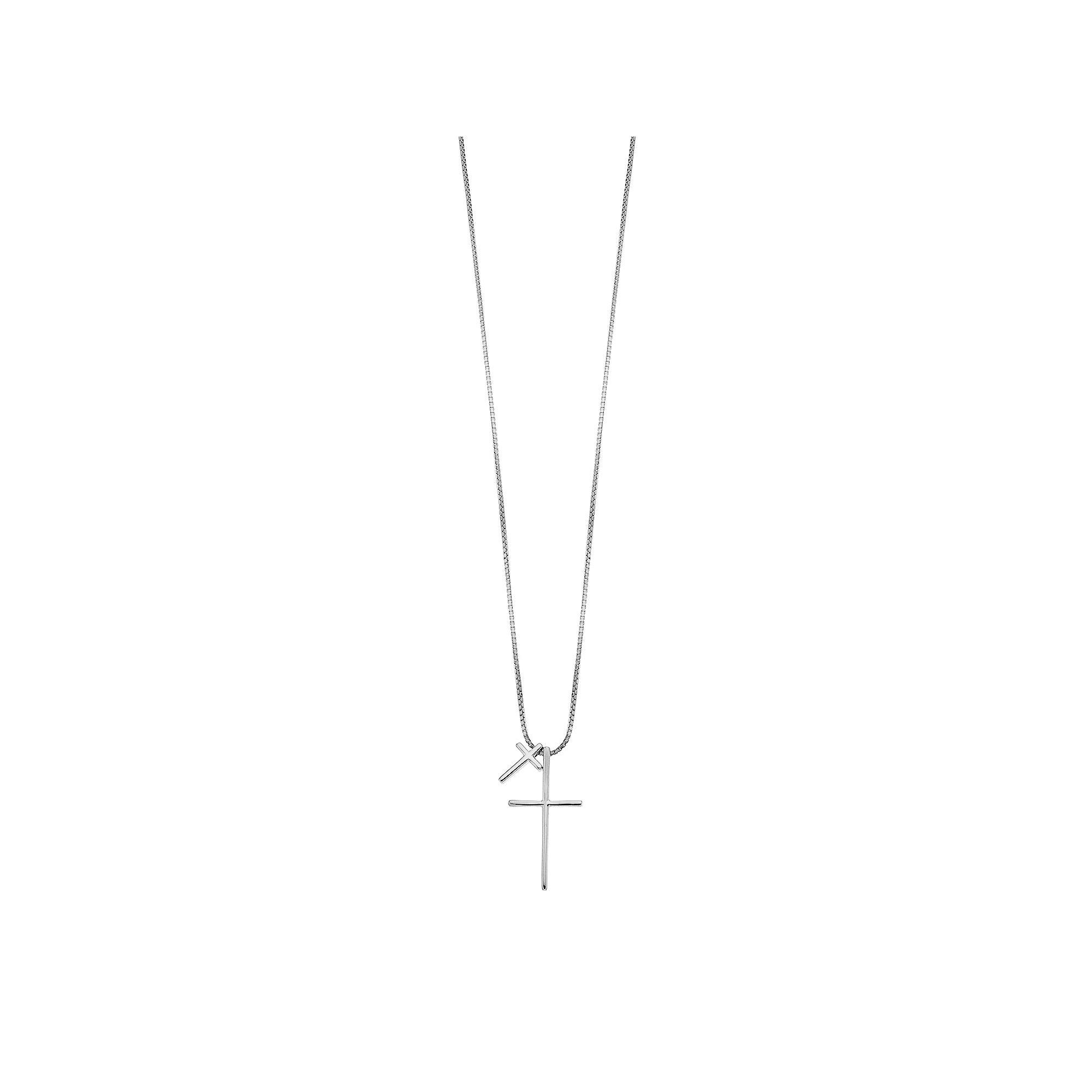 Sterling Silver Double Cross Pendant Necklace, Women's, Size: 18", 14k Gold Over Product Image
