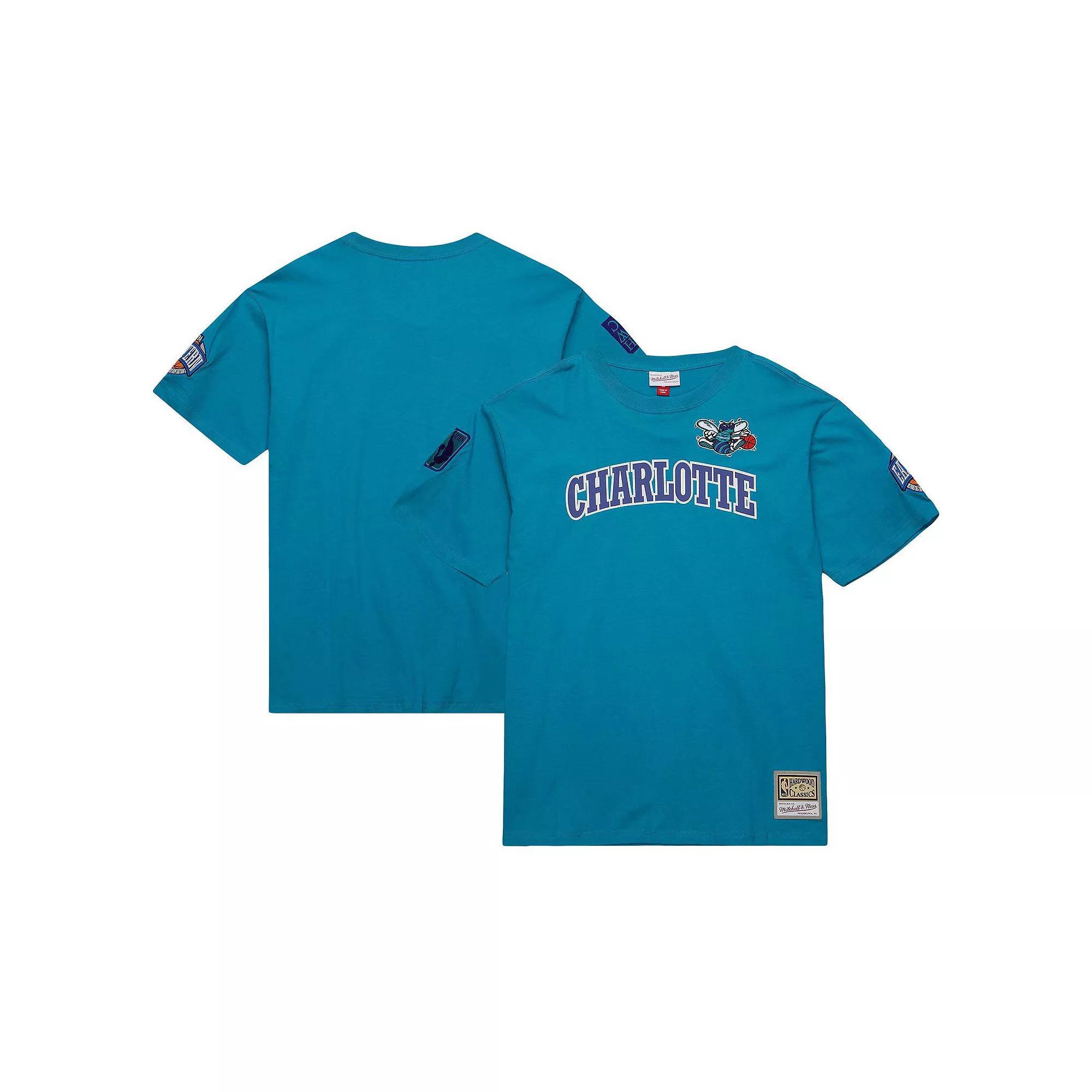 Men's Mitchell & Ness Teal Charlotte Hornets Hardwood Classics Nights Premium T-Shirt, Size: Medium, Chr Blue Product Image