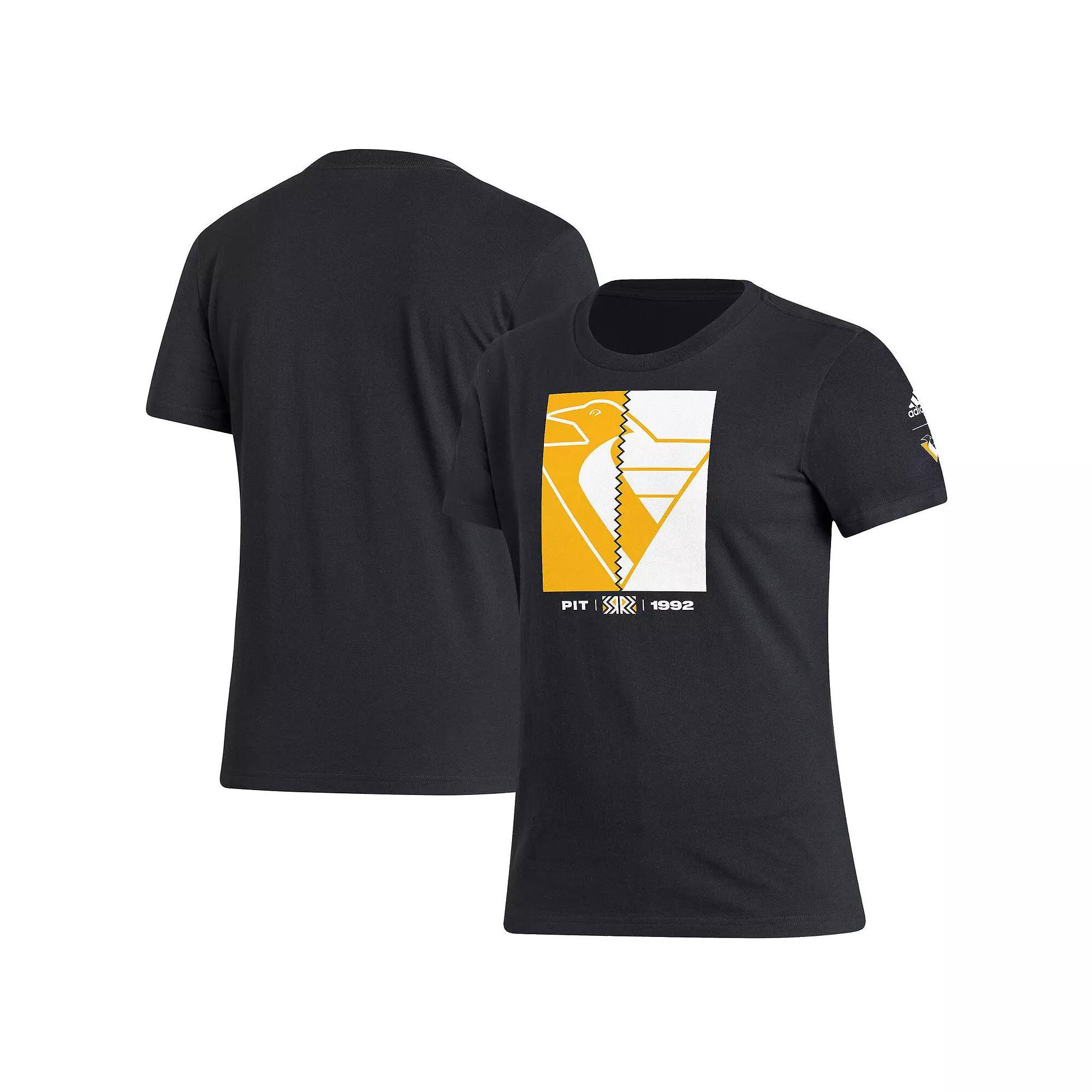 Women's adidas Black Pittsburgh Penguins Reverse Retro 2.0 Playmaker T-Shirt, Size: Small Product Image