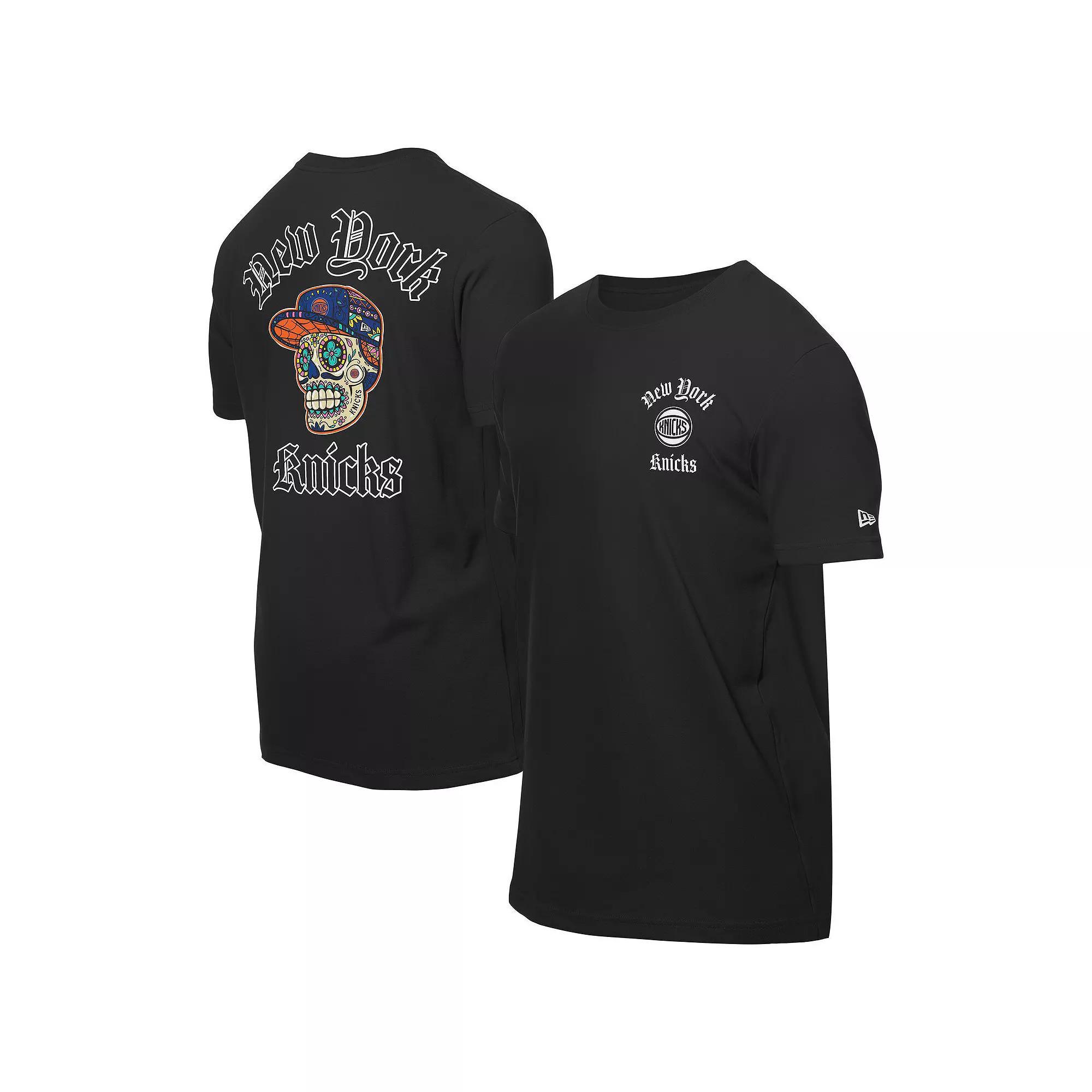 Men's New Era Black New York Knicks Sugar Skulls T-Shirt, Size: Large Product Image