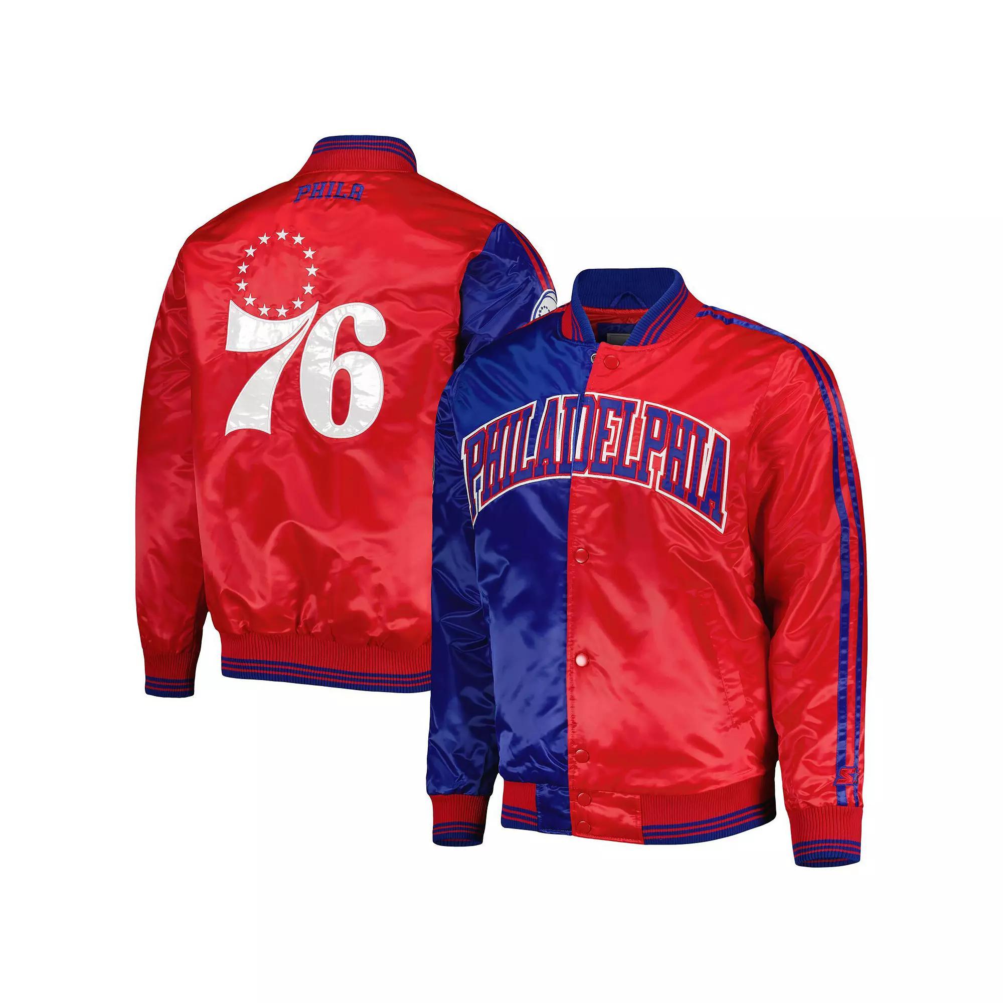 Men's Starter Royal/Red Philadelphia 76ers Fast Break Satin Full-Snap Jacket, Size: XL, 76r Blue Product Image