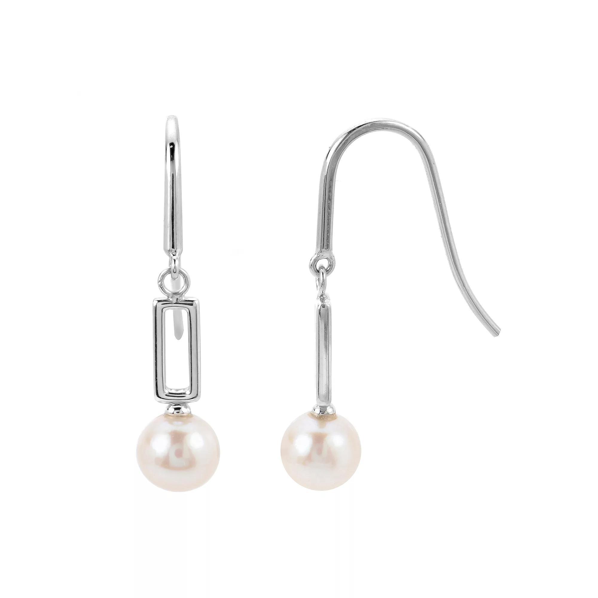 PearLustre by Imperial Sterling Silver Freshwater Cultured Pearl Paper Clip Link Drop Earrings, Womens Product Image