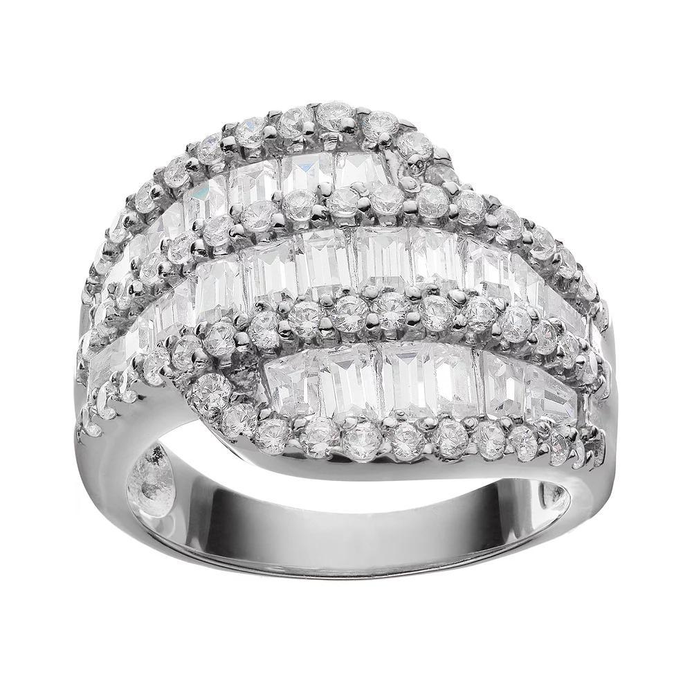 Sophie Miller Tapered Cubic Zirconia Baguette Sterling Silver Ring, Women's, Size: 9, White Product Image