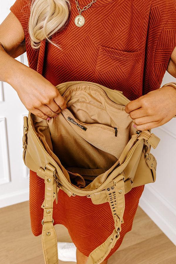 Wisteria Avenue Faux Leather Tote In Khaki Product Image
