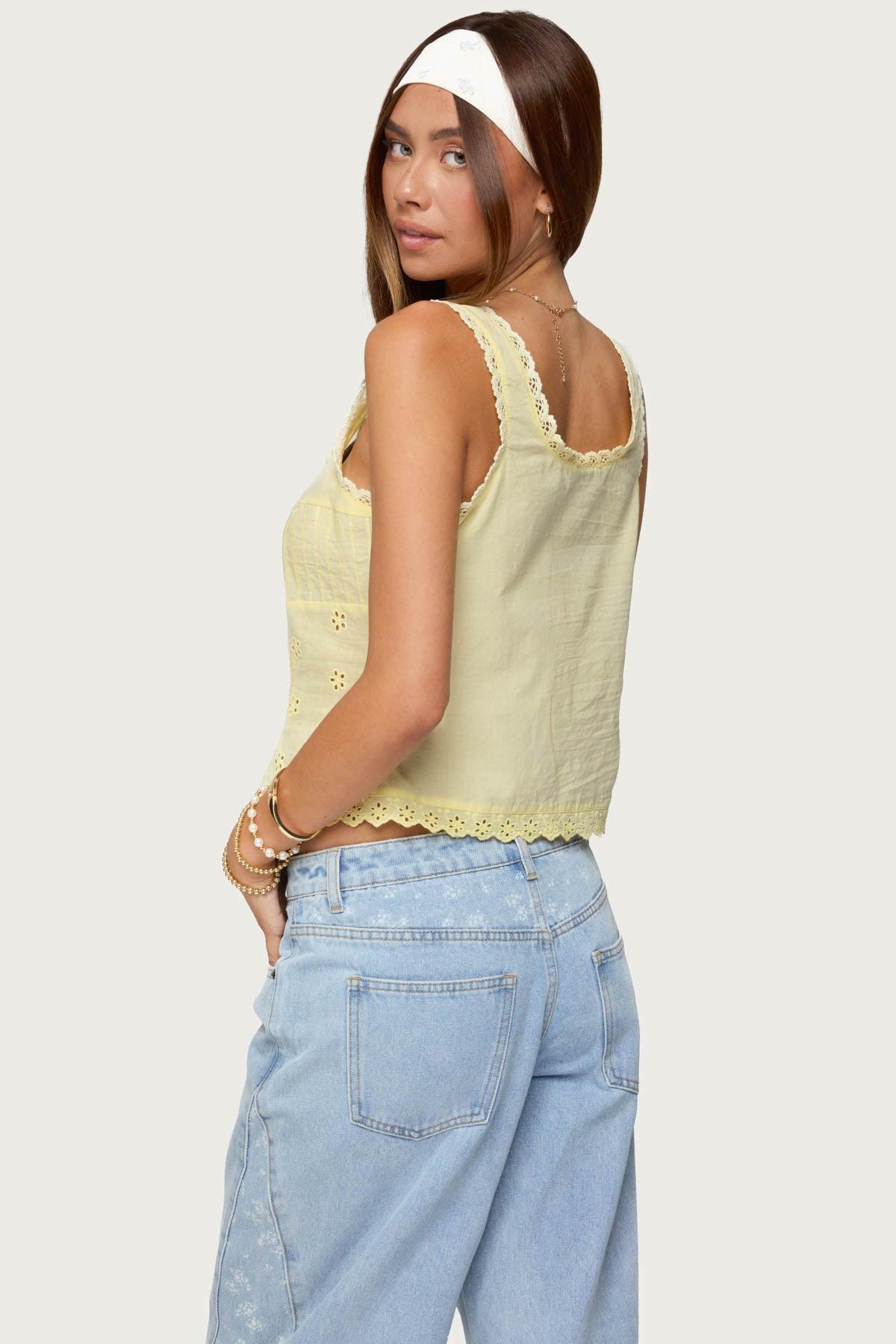 Fiore Eyelet Tie Front Top Product Image
