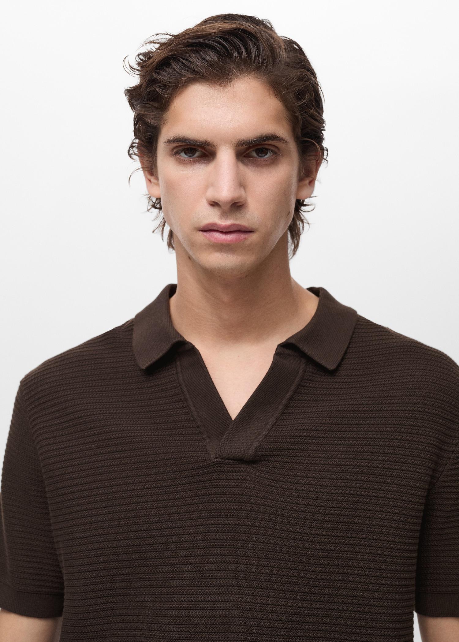 100% cotton knitted polo structure - Men | MANGO USA Product Image