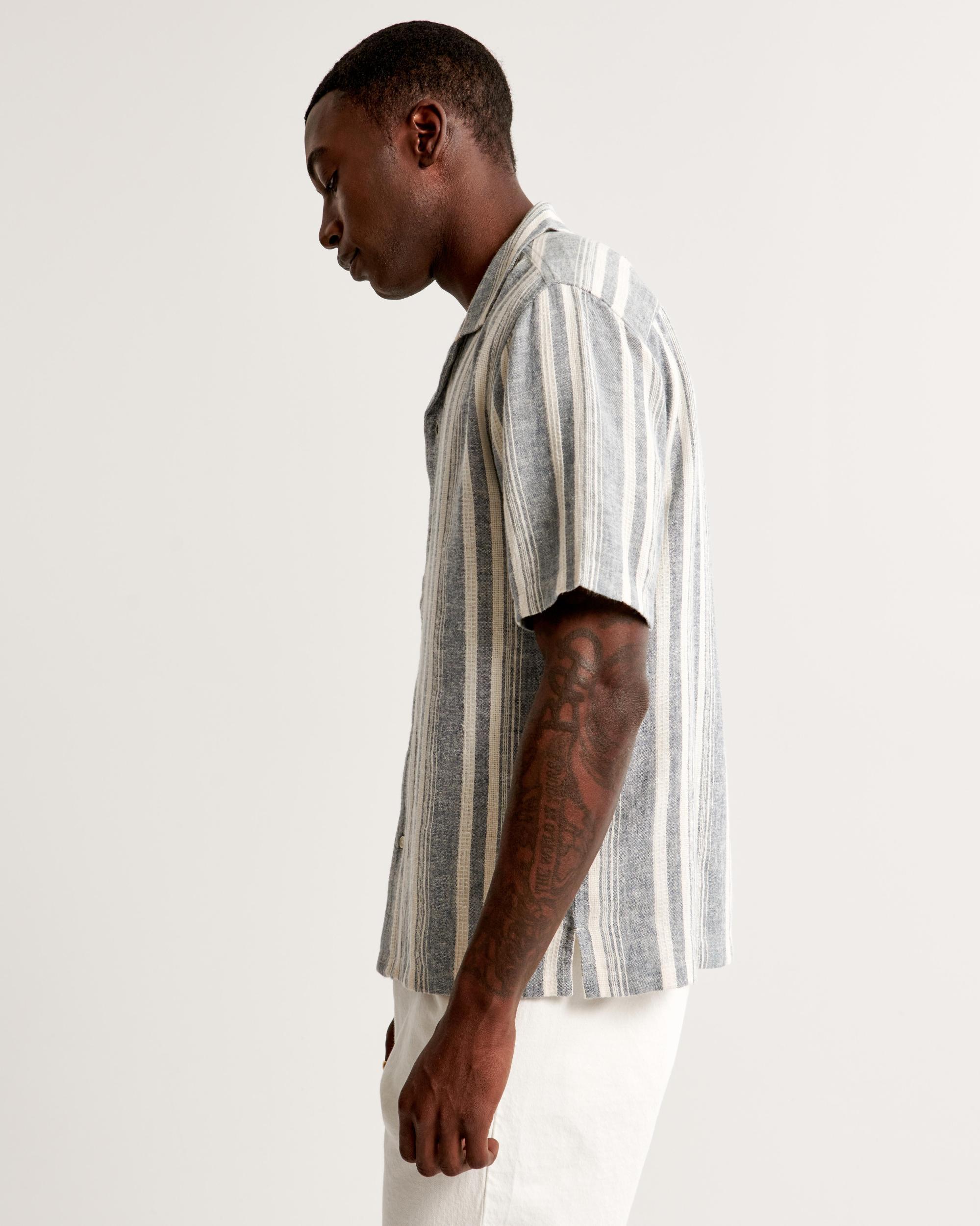 Camp Collar Linen-Blend Shirt Product Image