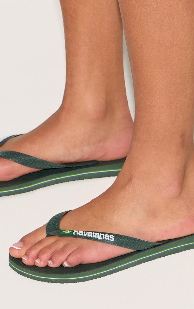 Green Havaianas Brasil Logo Top Classic Flip Flops Product Image