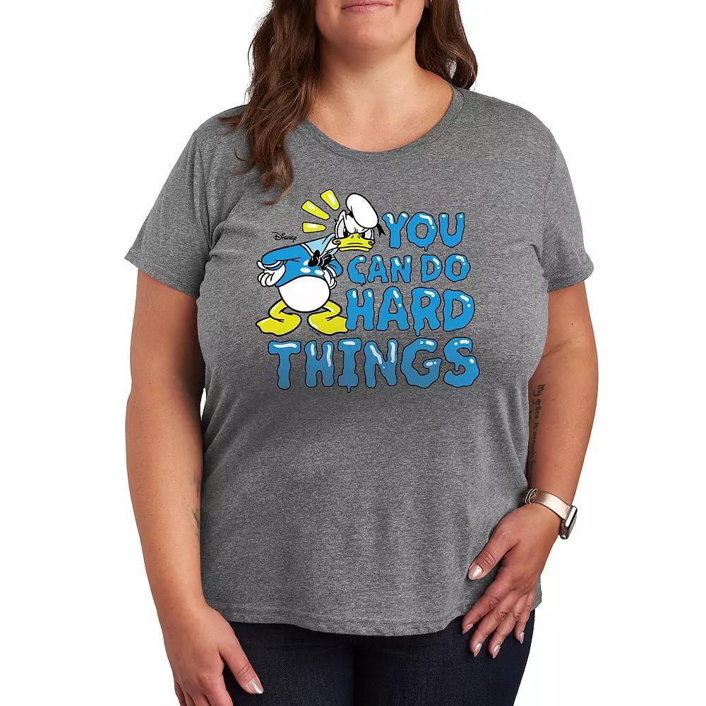 Disneys Donald Duck Plus You Can Do Hard Things Graphic Tee, Womens Grey Gray Product Image