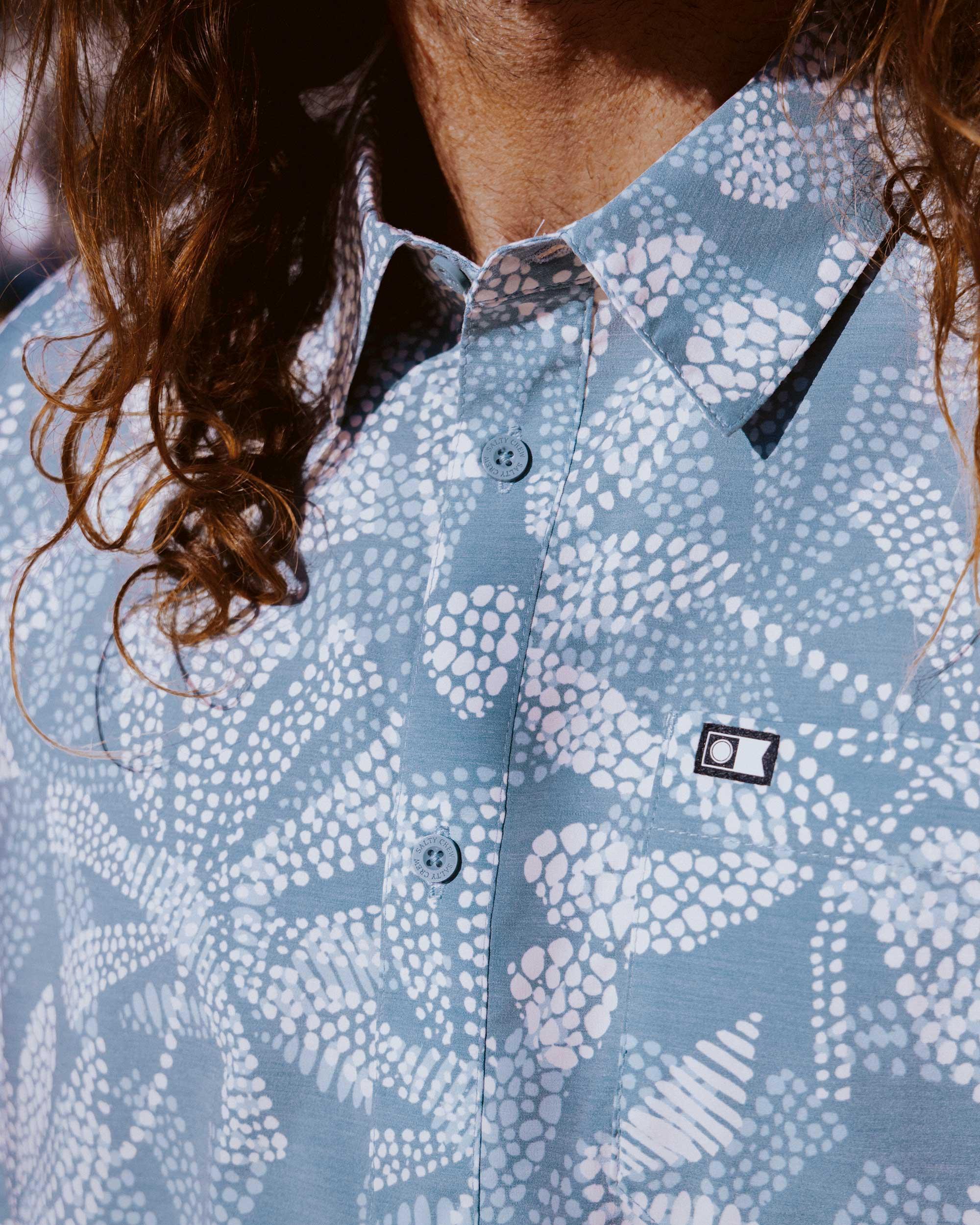 Drifter UV Button Up - Atlantic Green Male Product Image