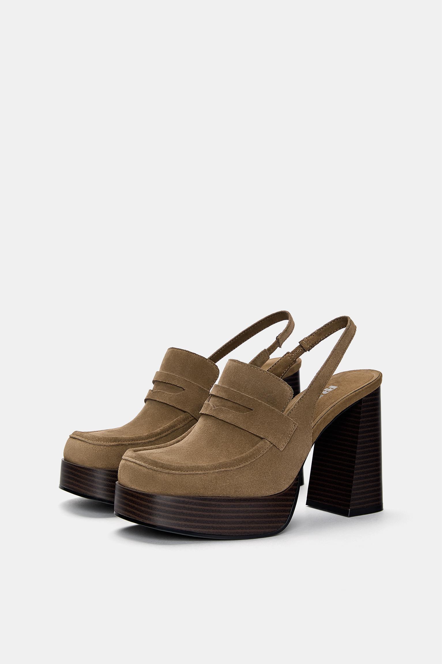 Leather platform loafers Product Image