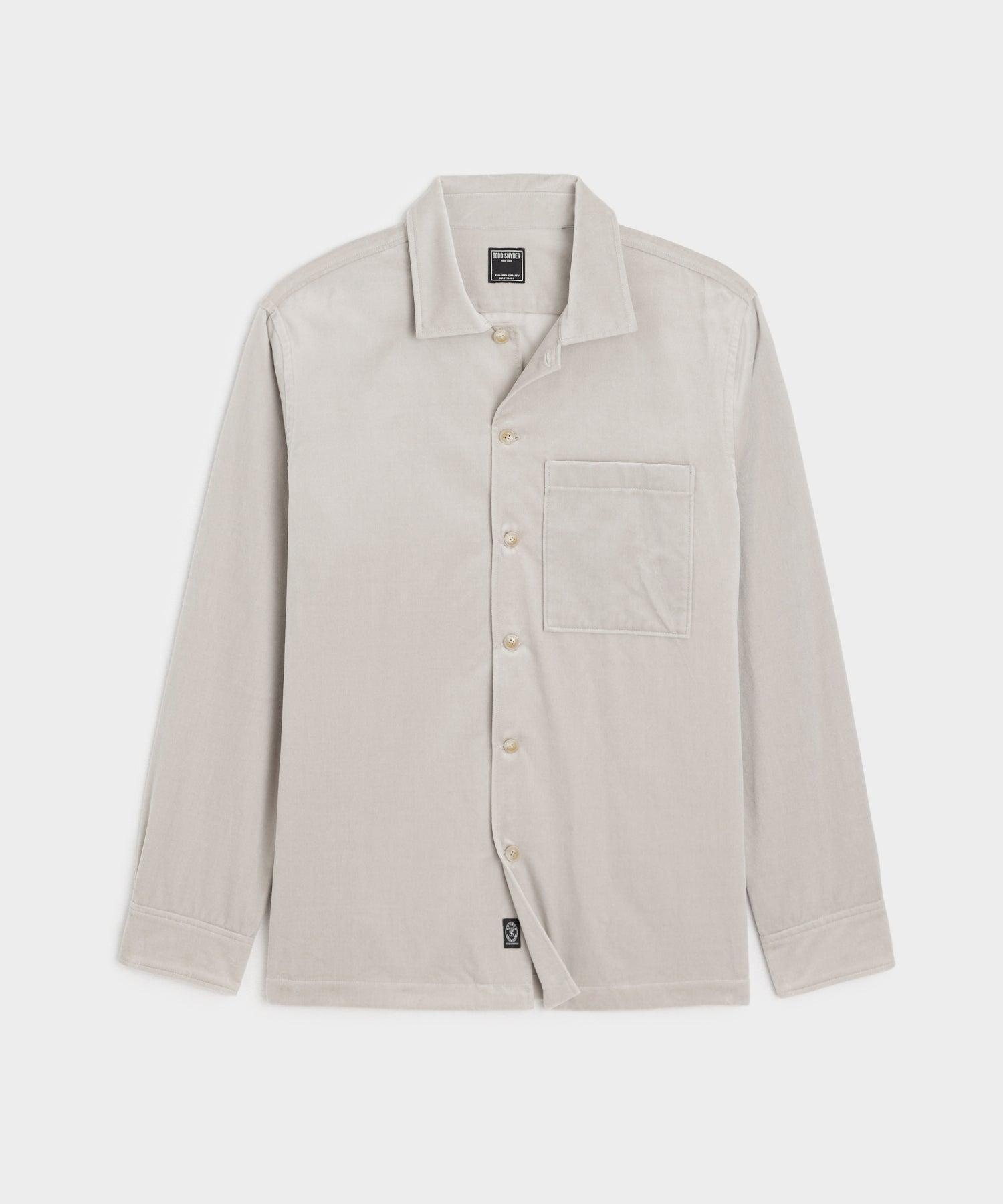 Italian Velvet Overshirt in Dove Grey Product Image